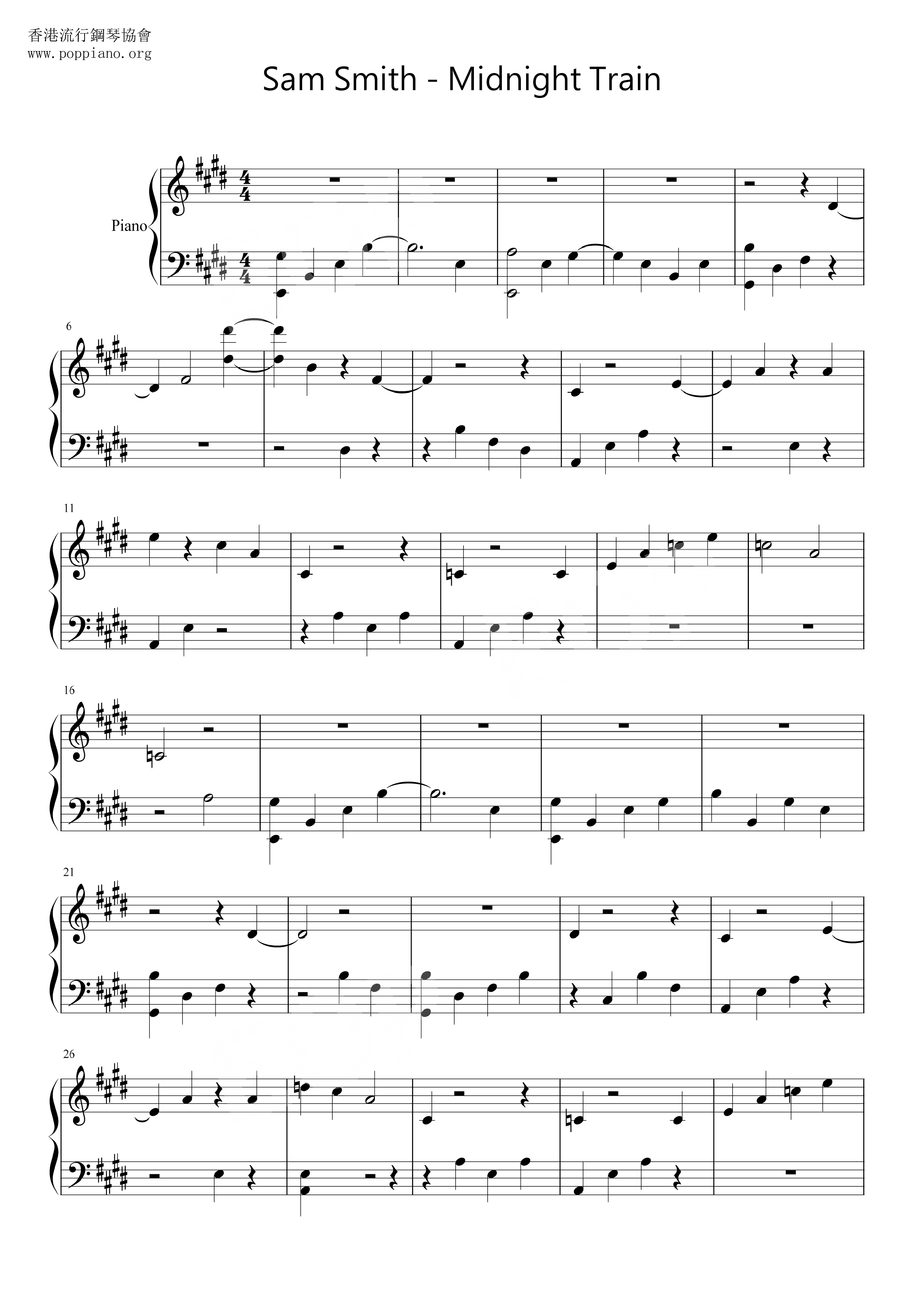Midnight Train琴譜