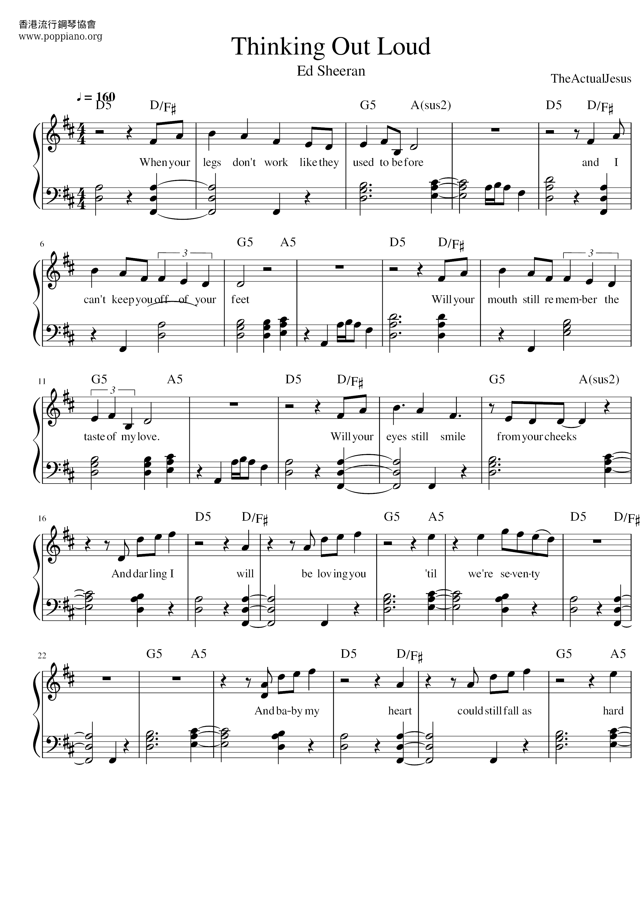 Thinking Out Loud Score