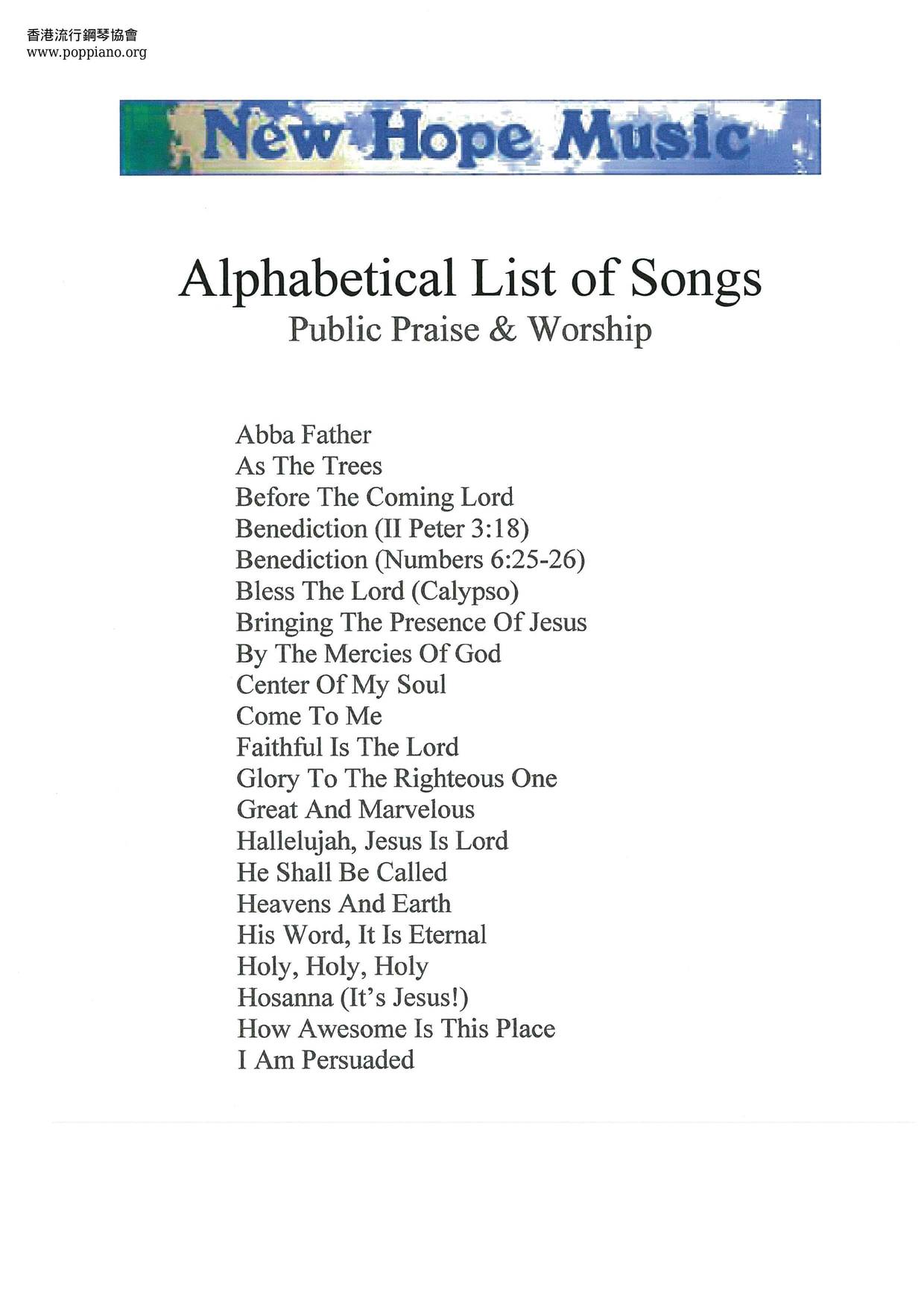 Praise & Worship Songbook 88 Pages琴谱