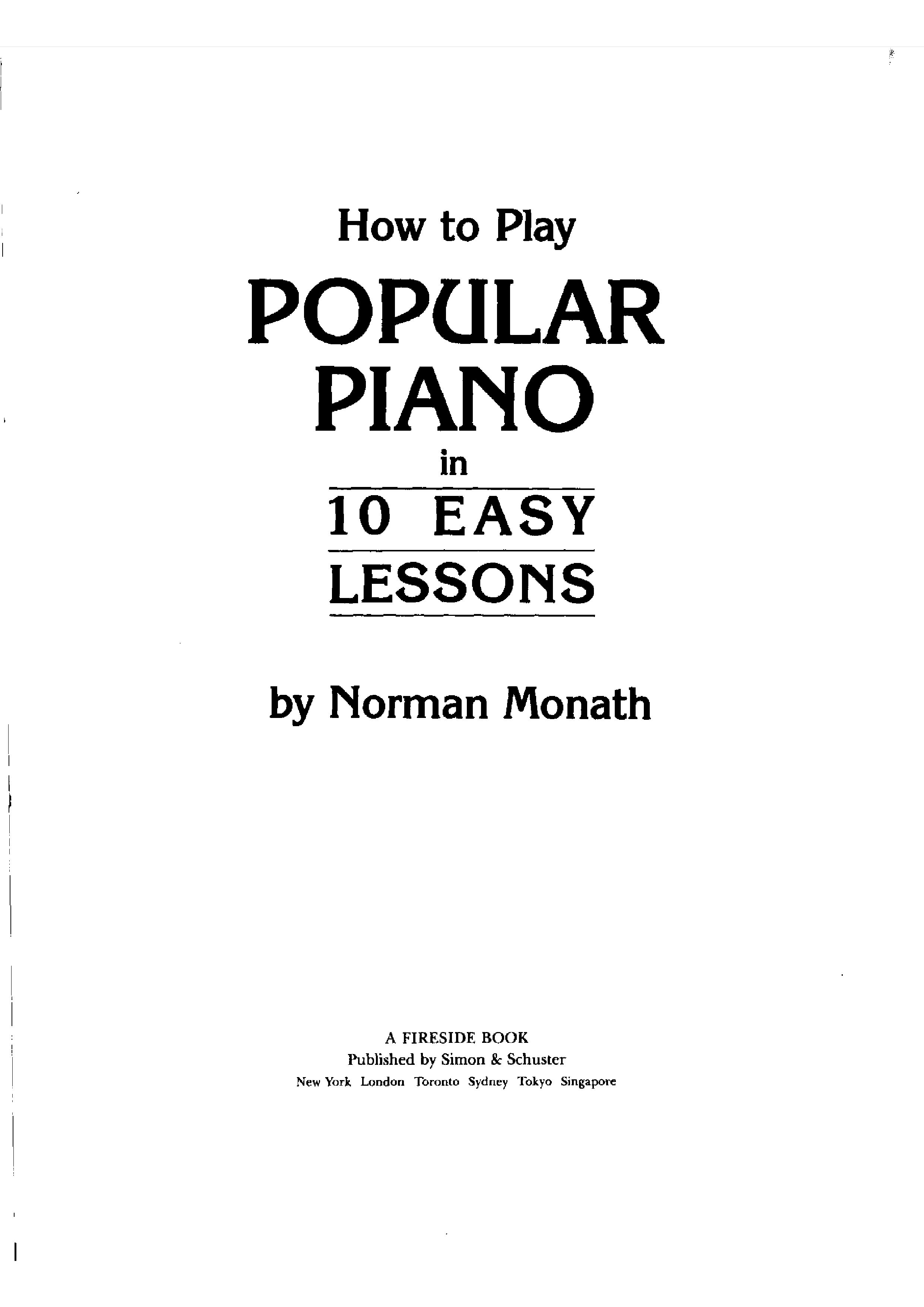 How To Play Popular Piano In 10 Easy Lessons Score