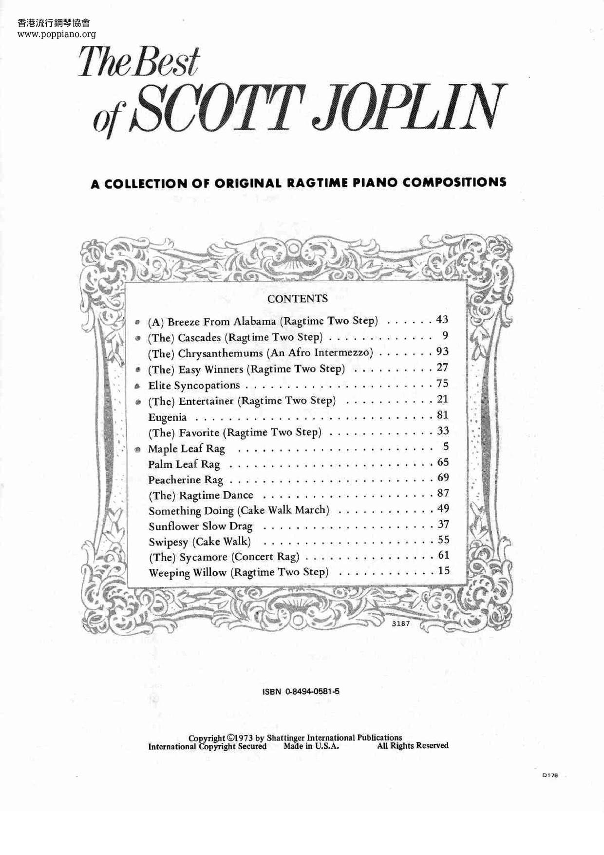 The Best Of Scott Joplin 88 pages琴譜