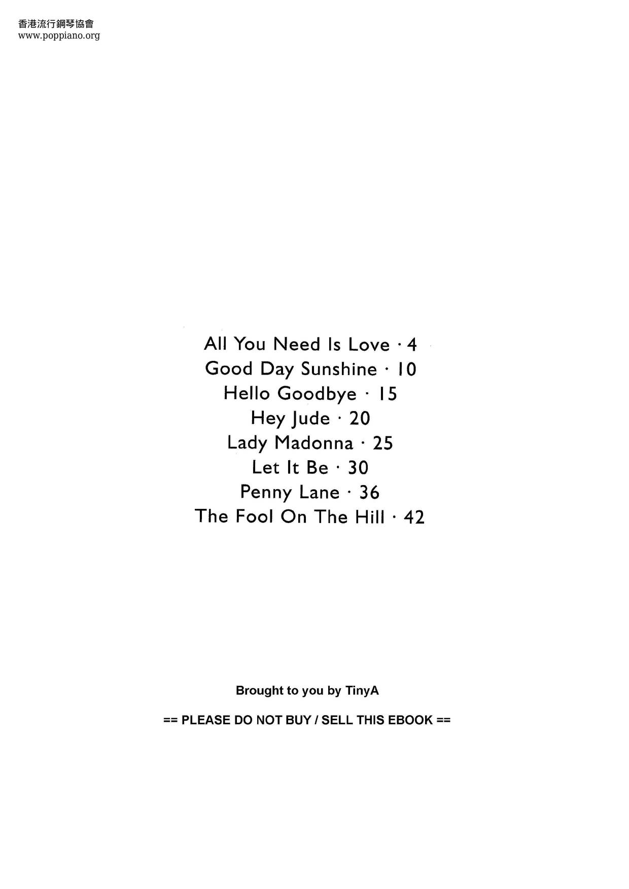 Play Piano With The Beatles 50 pages Score