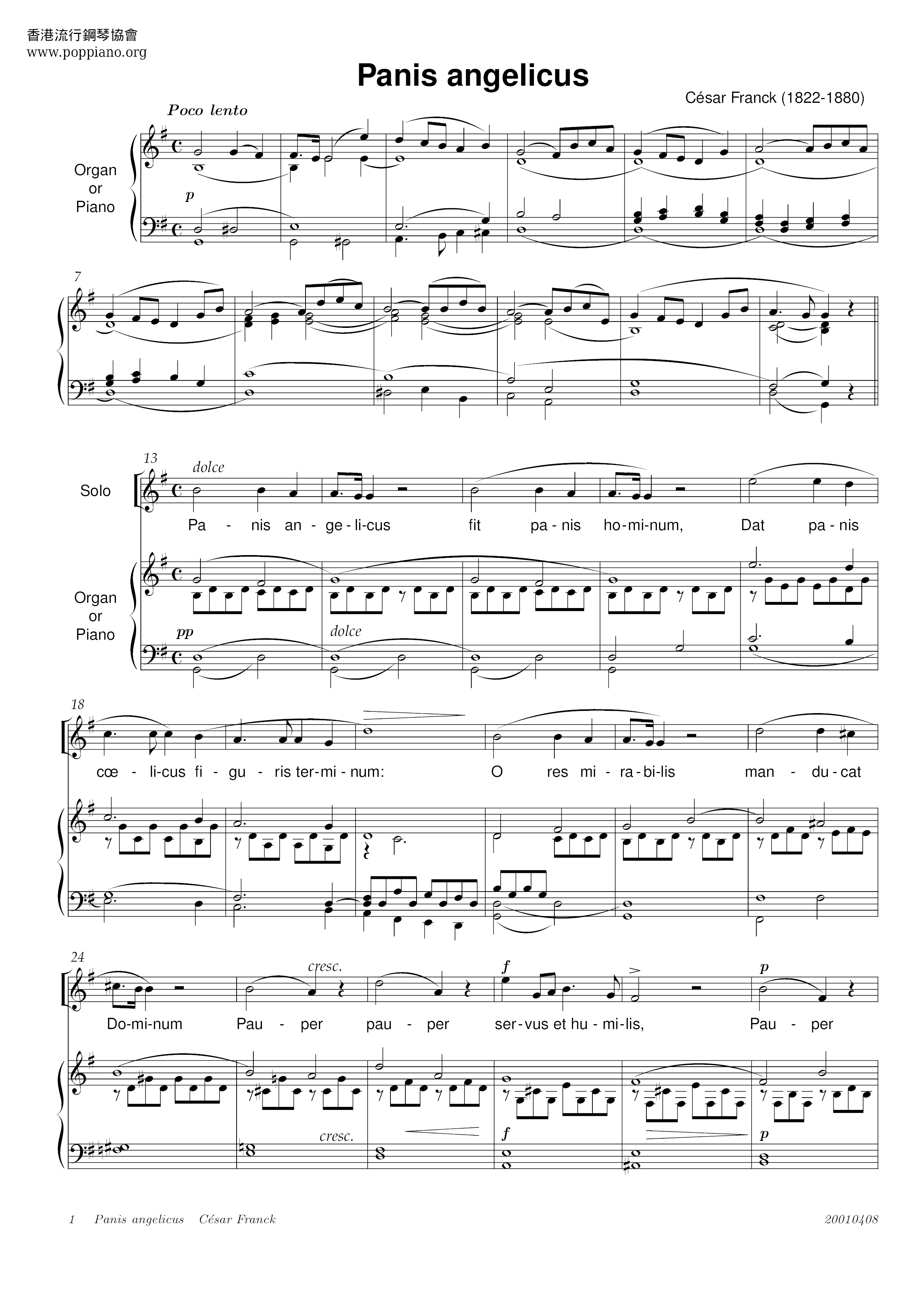 Panis Angelicus Score