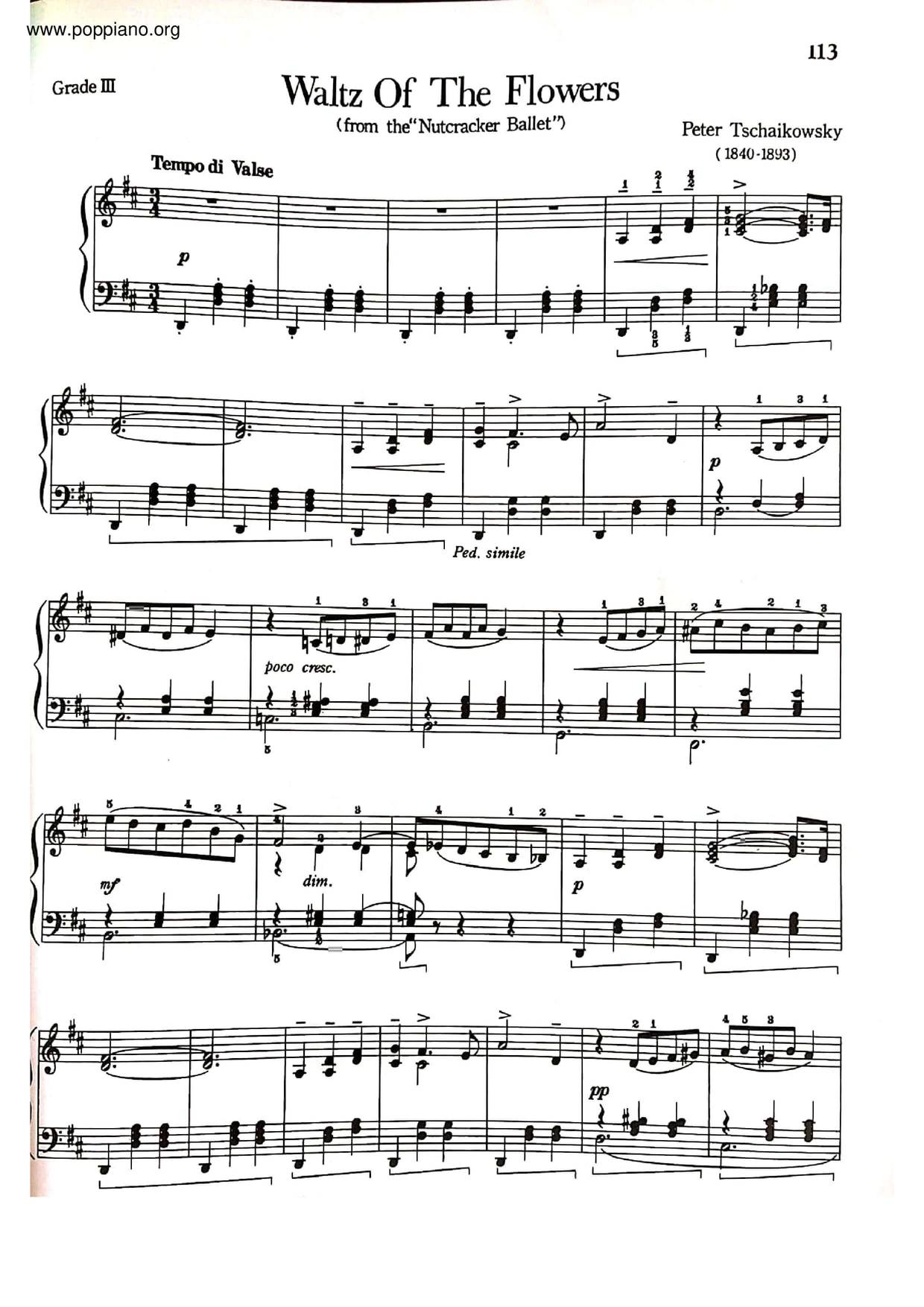 Tchaikovsky: The Nutcracker, Op. 71, Act II: No. 13, Waltz of the Flowers Score