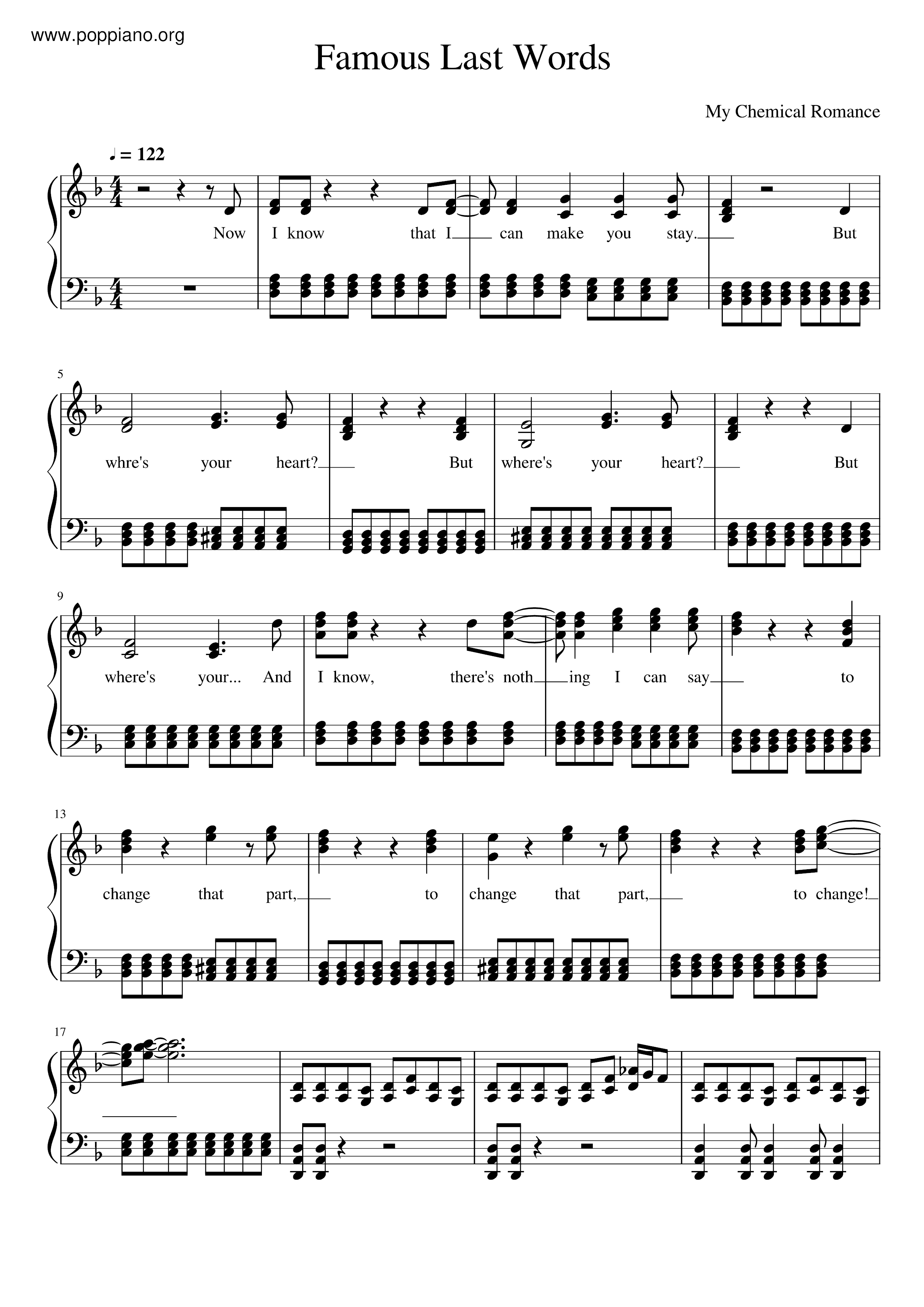 Famous Last Words Score