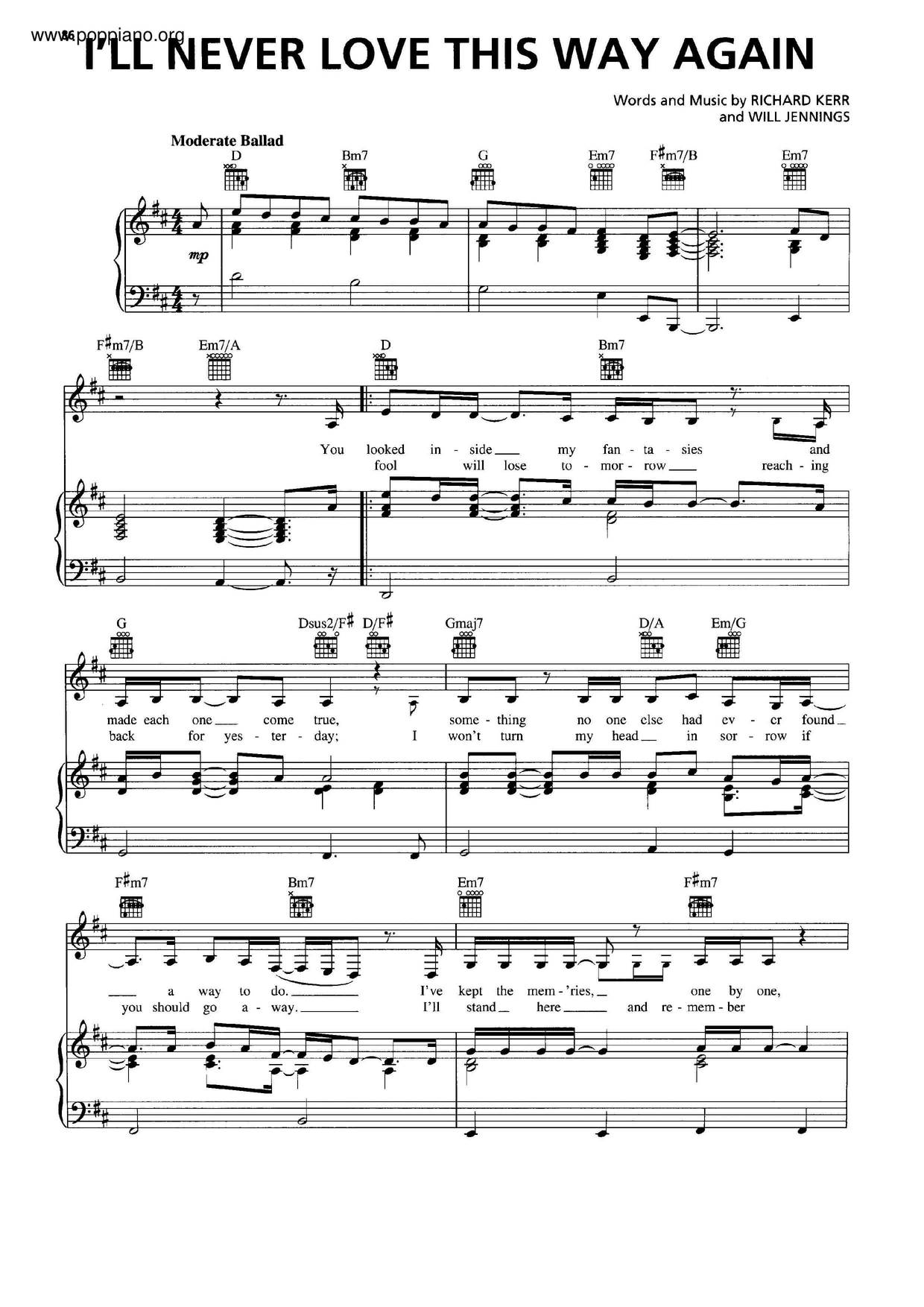 I Ll Never Love This Way Again Traduzione Dionne Warwick-I'll Never Love This Way Again 琴譜pdf-香港流行鋼琴協會琴譜下載 ★