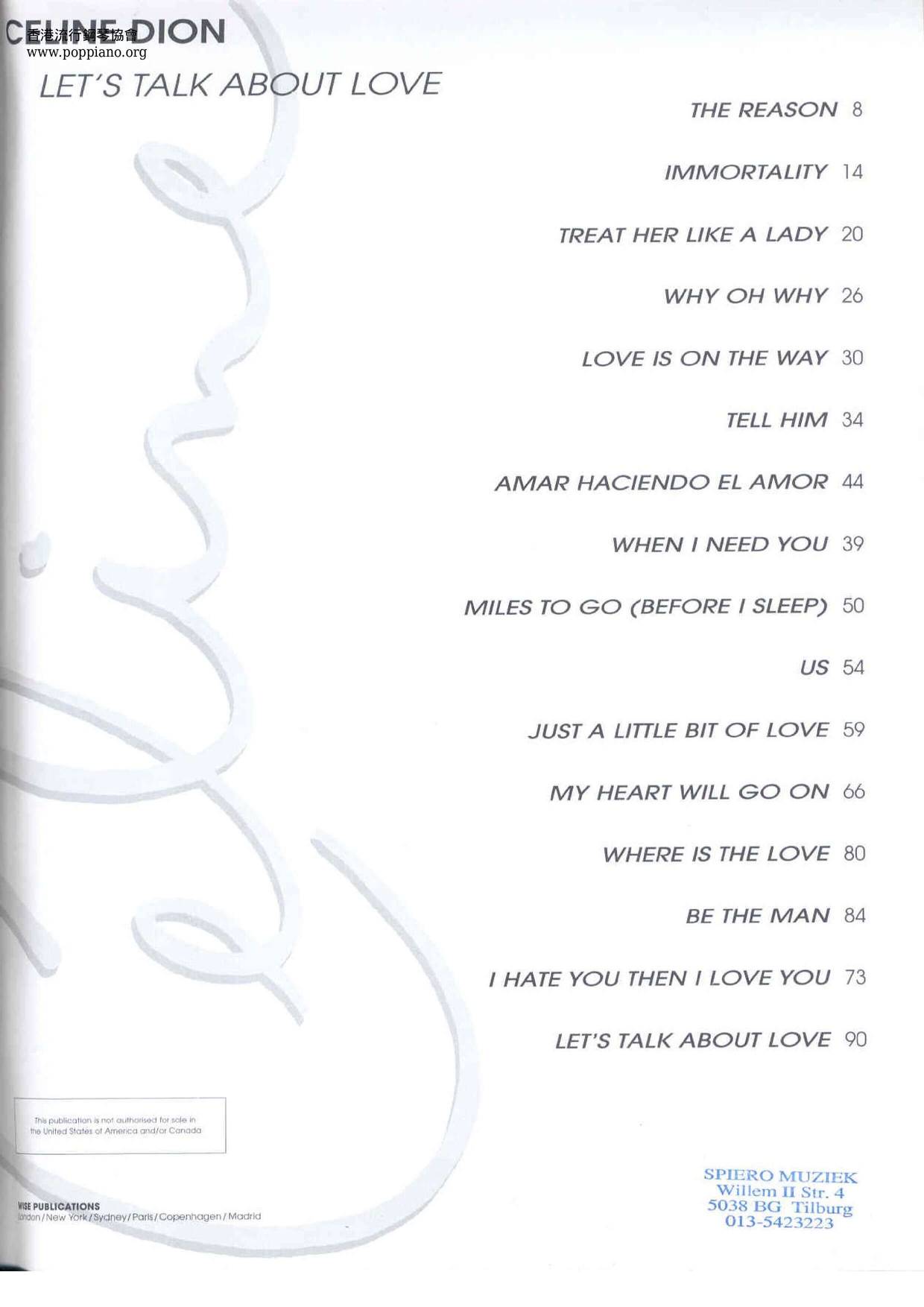Celine Dion Songbook 90 Pages Score