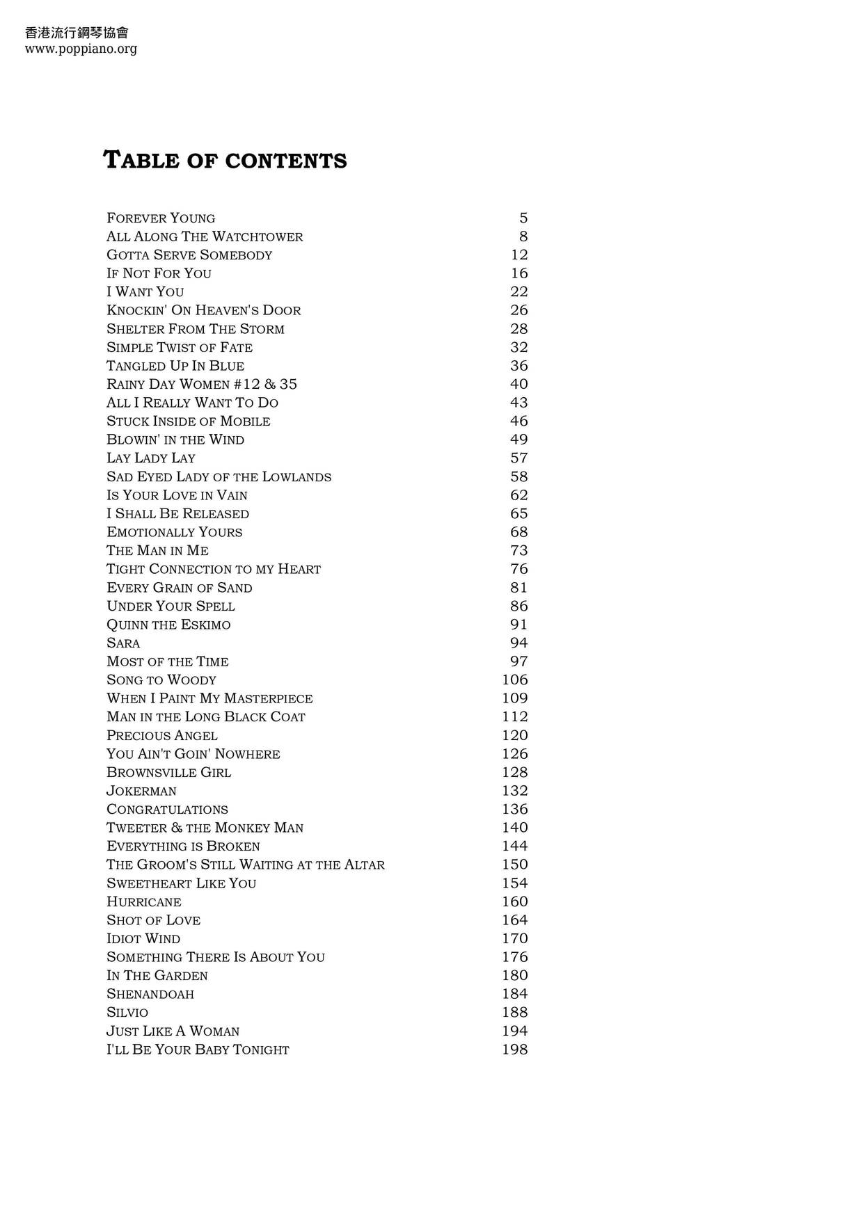 Bob Dylan Anthology 193 Pages Score