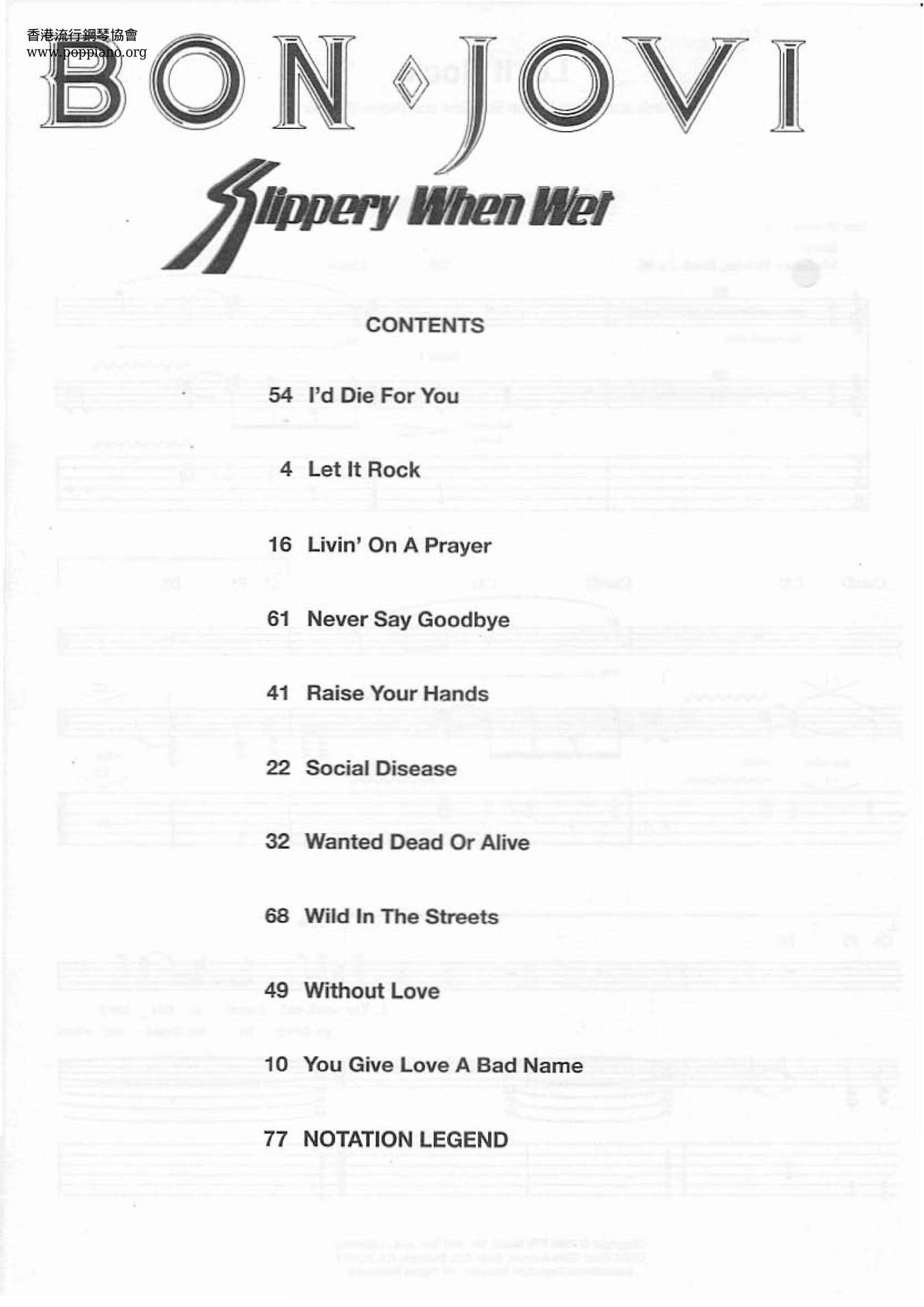 Bon Jovi Songbook 75 Pages Score