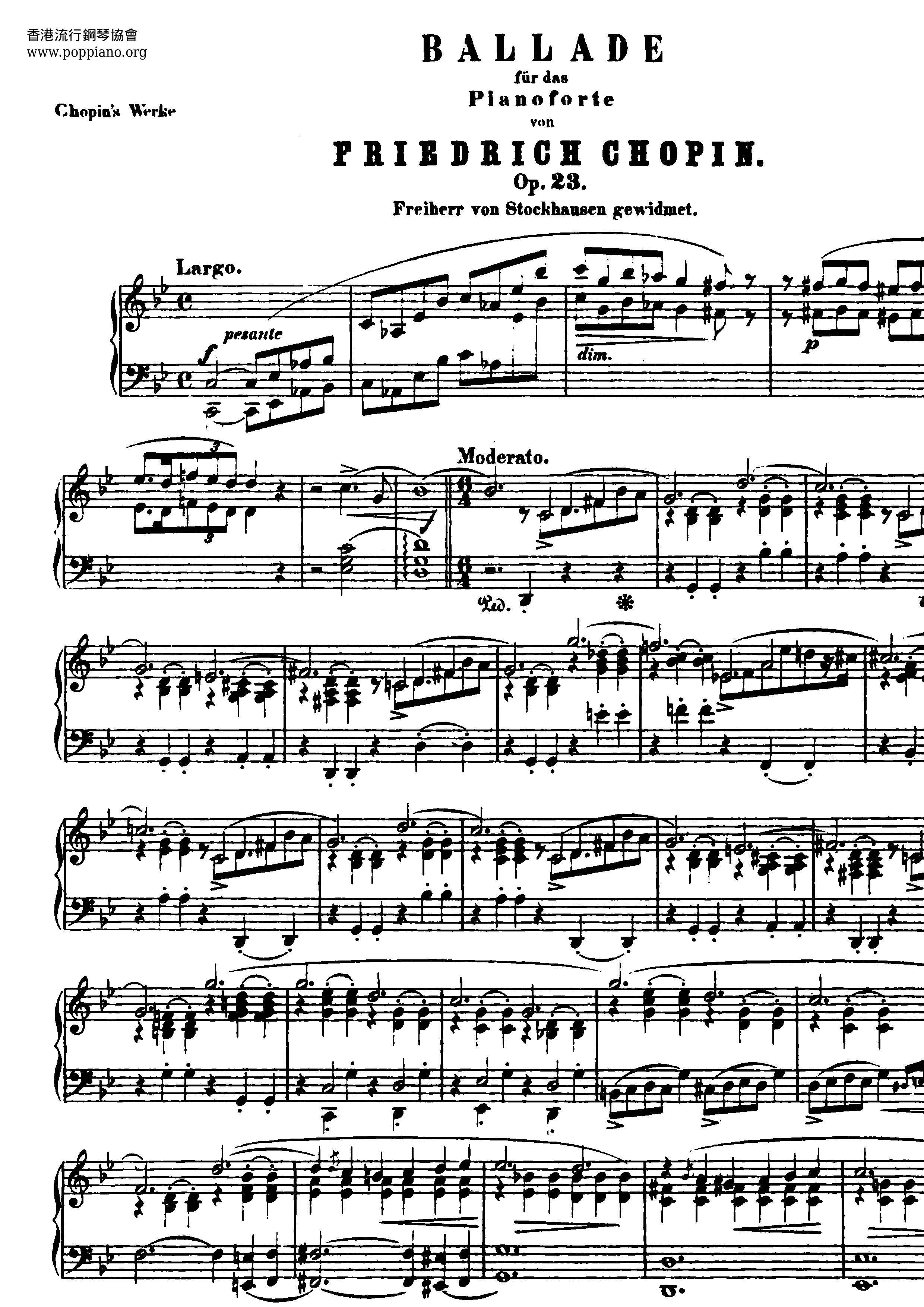 Ballade In G Minor No. 1 Op. 23琴谱