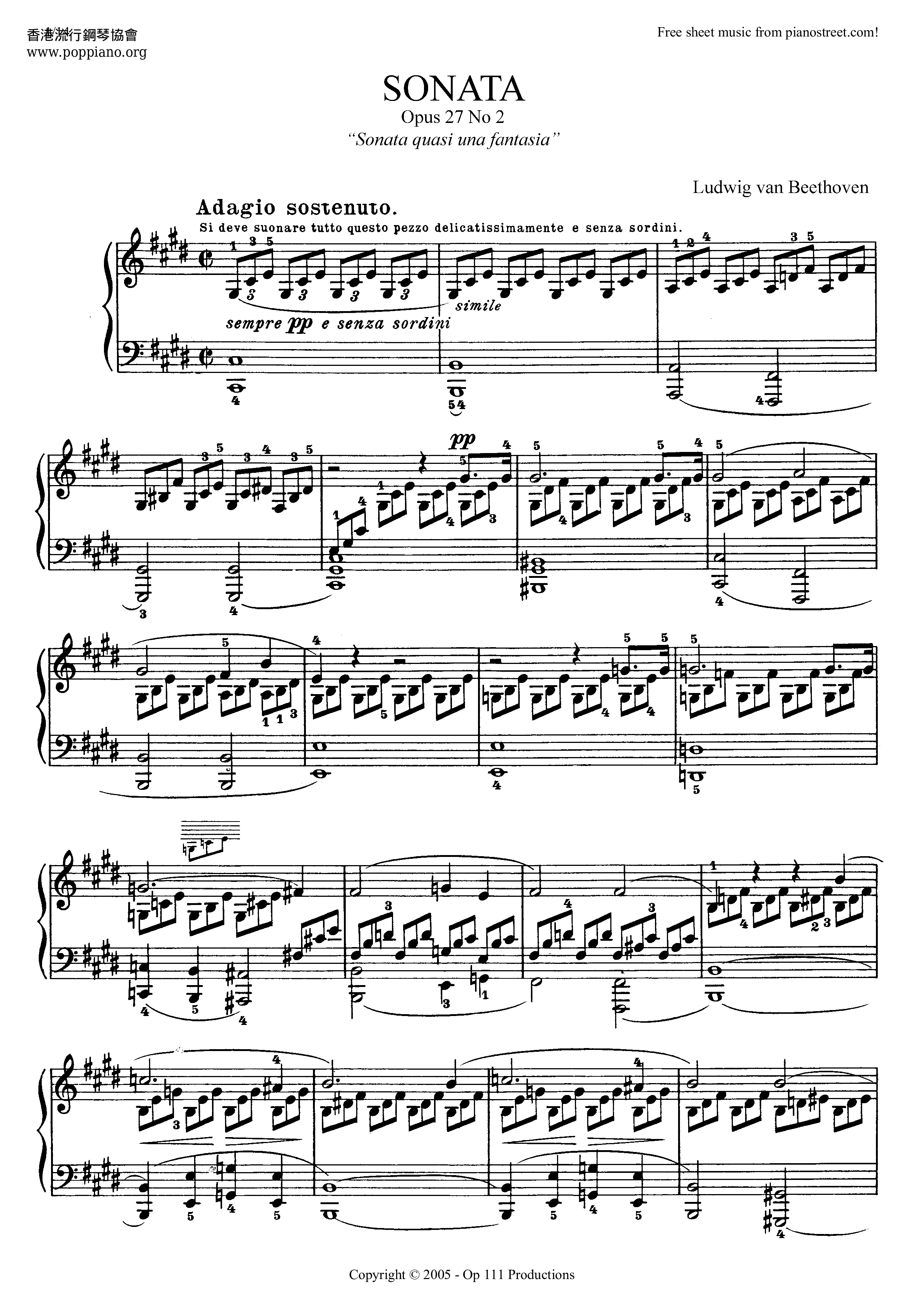 Moonlight Sonata Op.27 No.2 Mov 1 Score