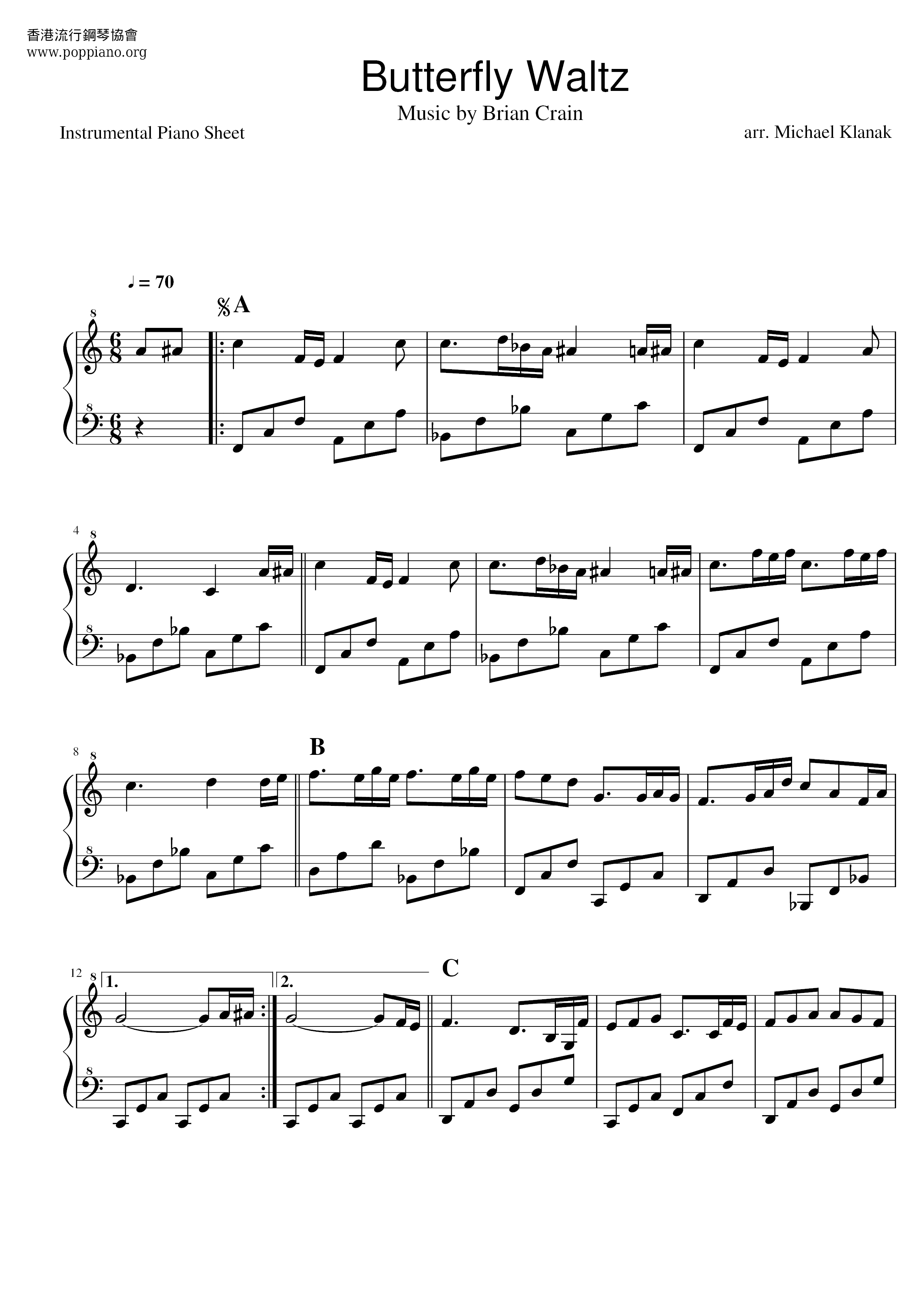 Butterfly Waltz Score
