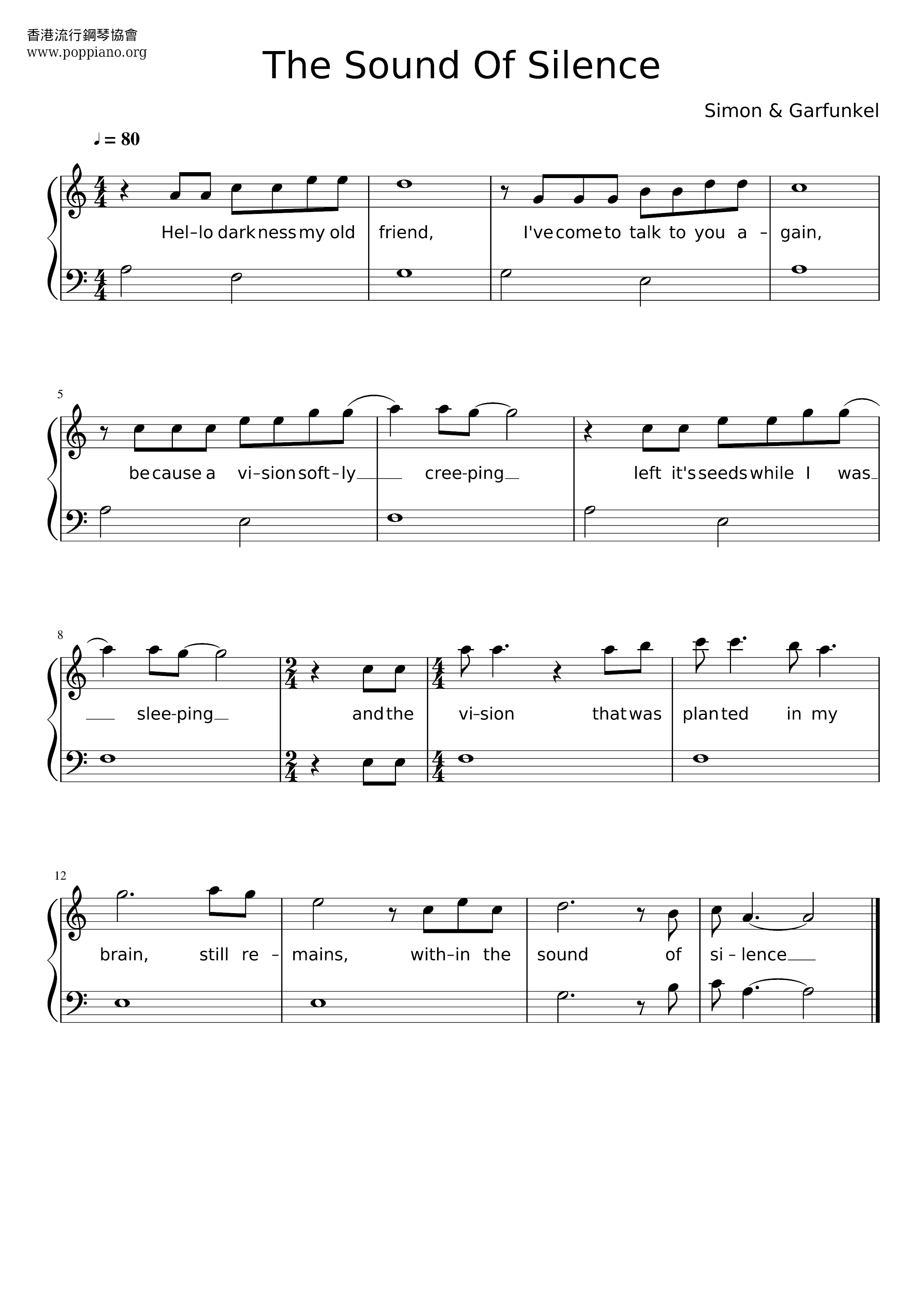 The Sound Of Silence Score