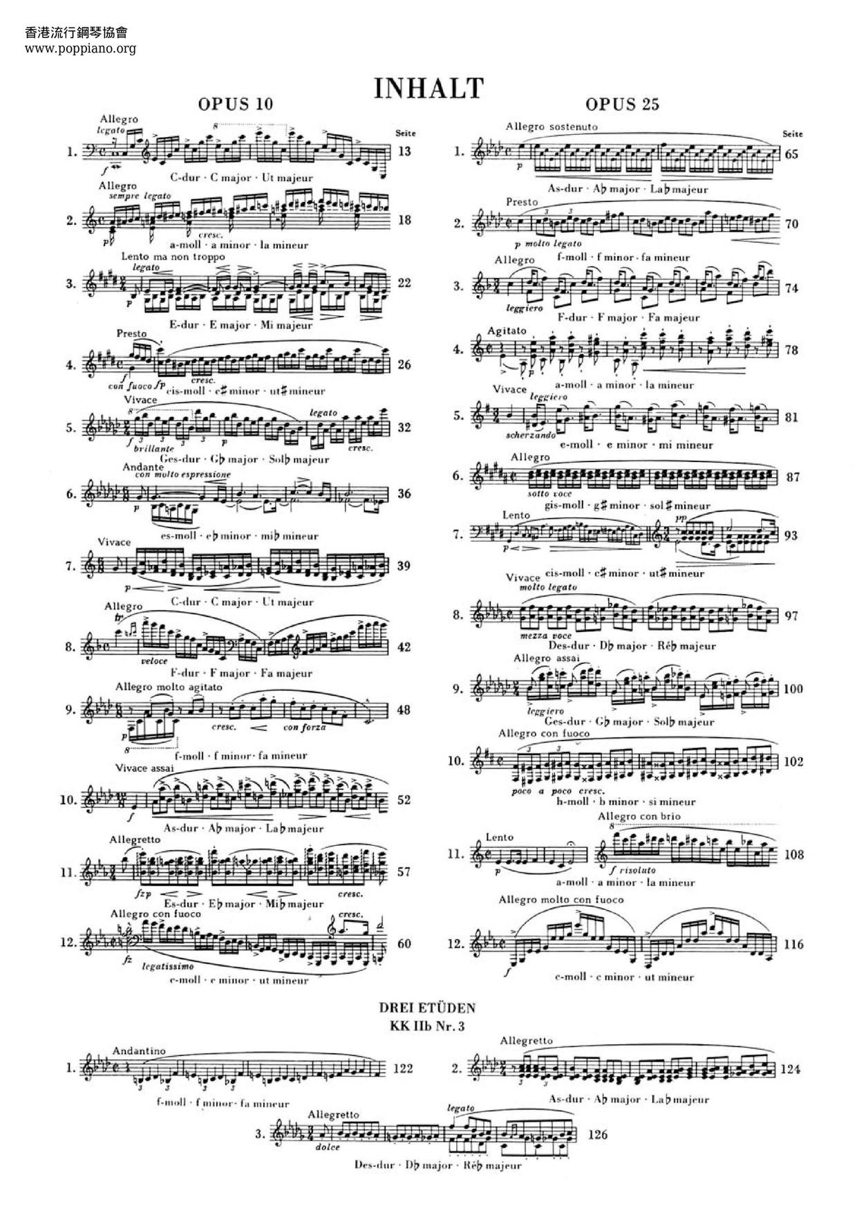Etudes Op. 10 & Op. 25 135 Pages琴谱