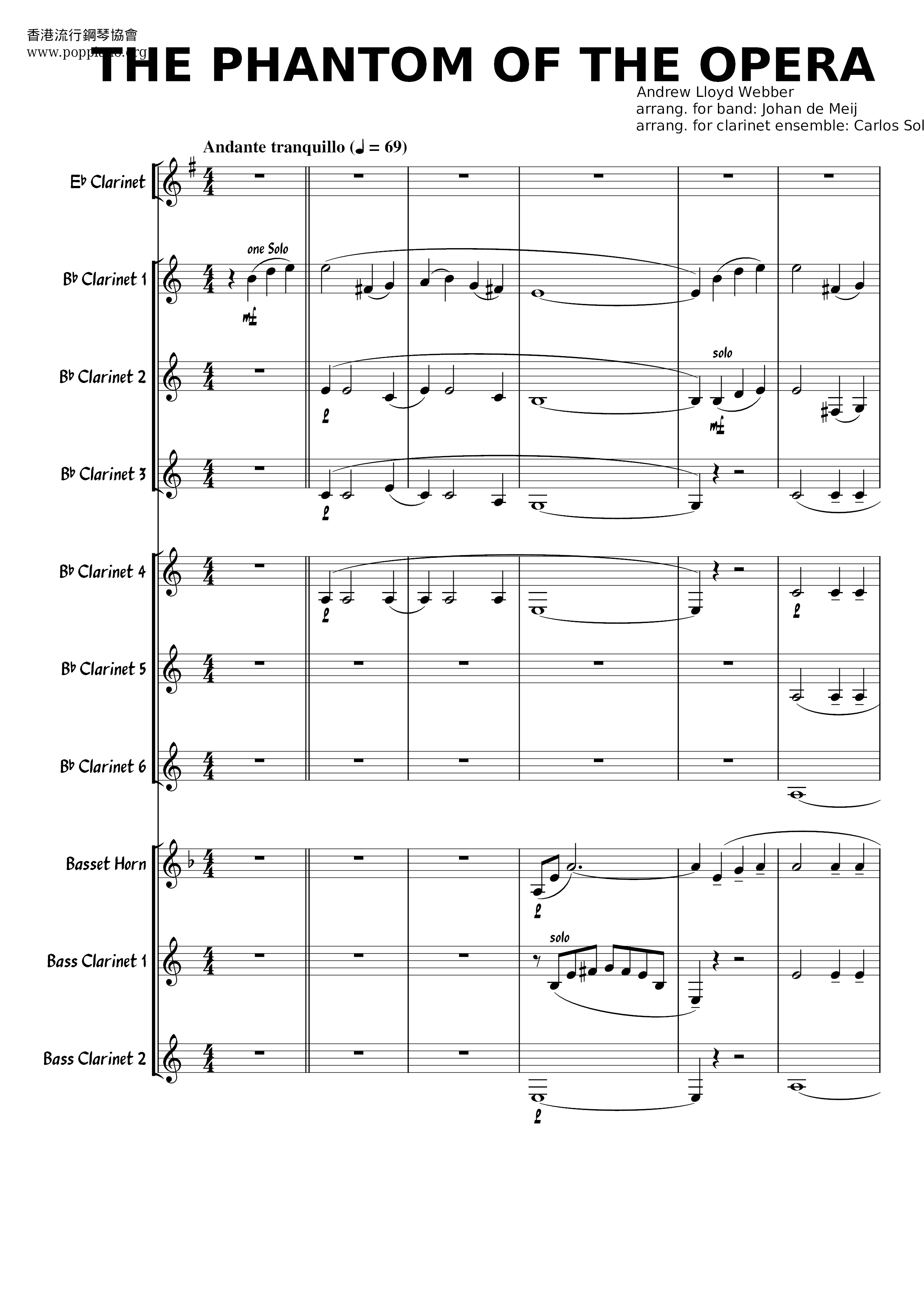 The Phantom Of The Opera Score