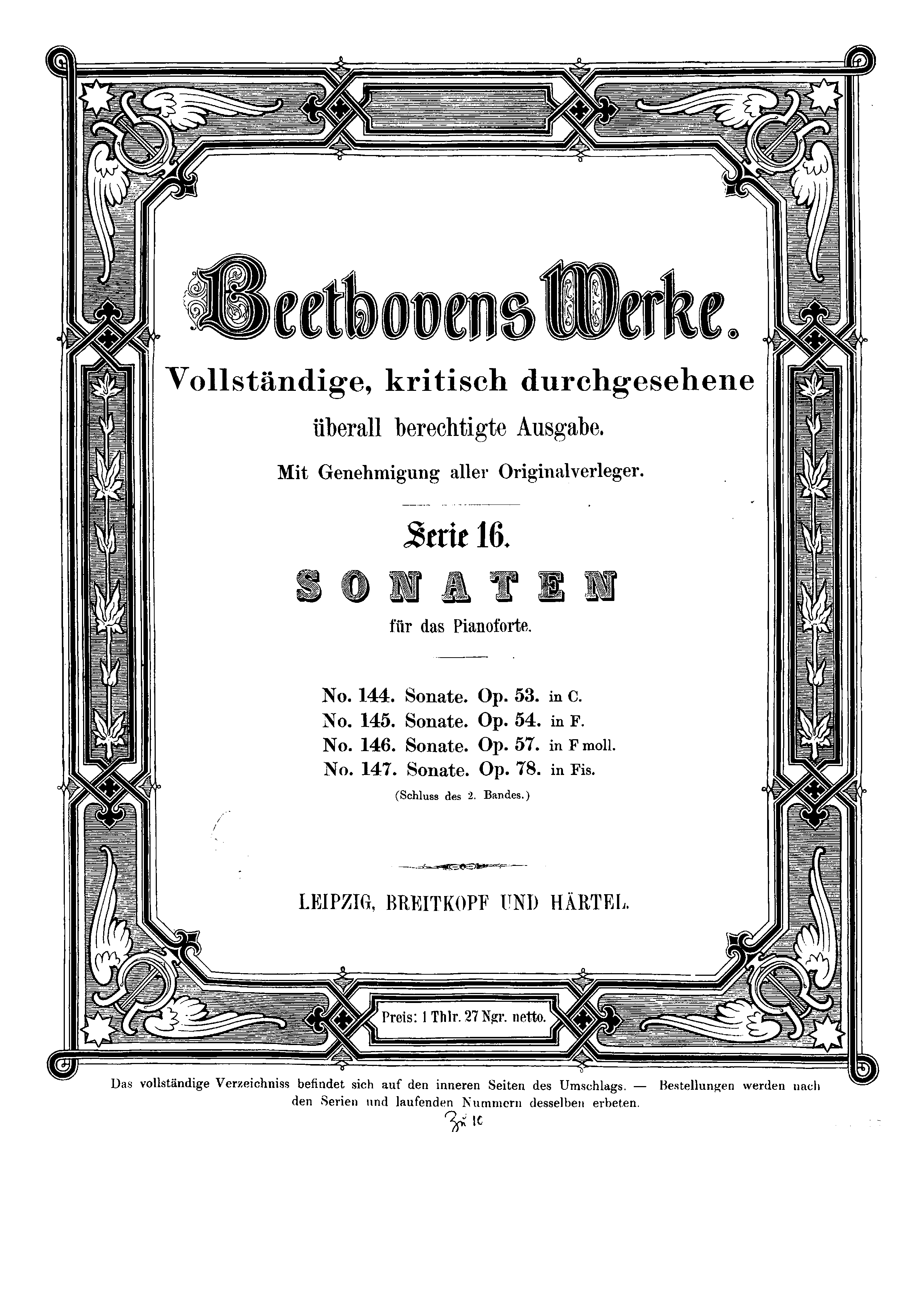 Piano Sonata No. 21, Op. 53 Score