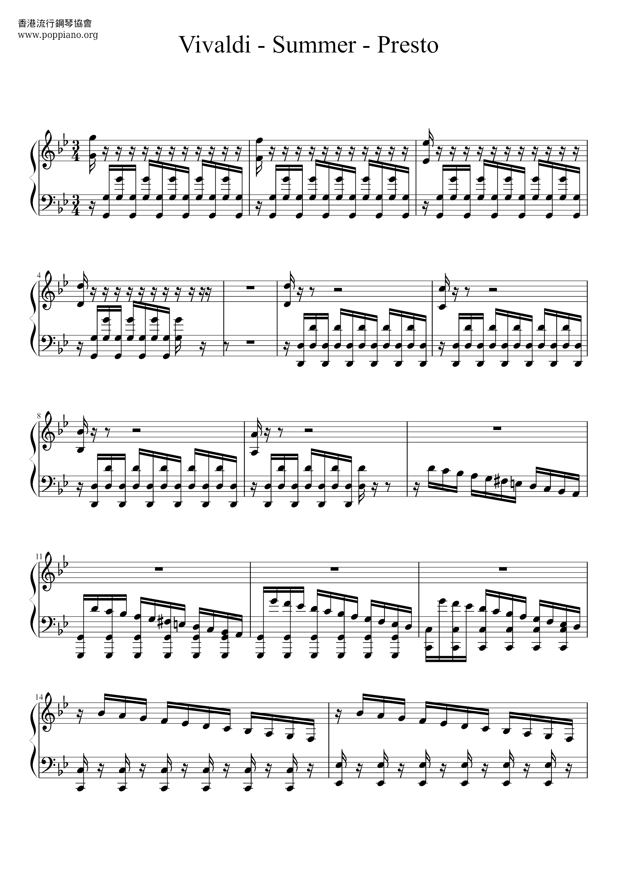 The Four Seasons - Summer in G Minor, RV. 315: III. Presto Score