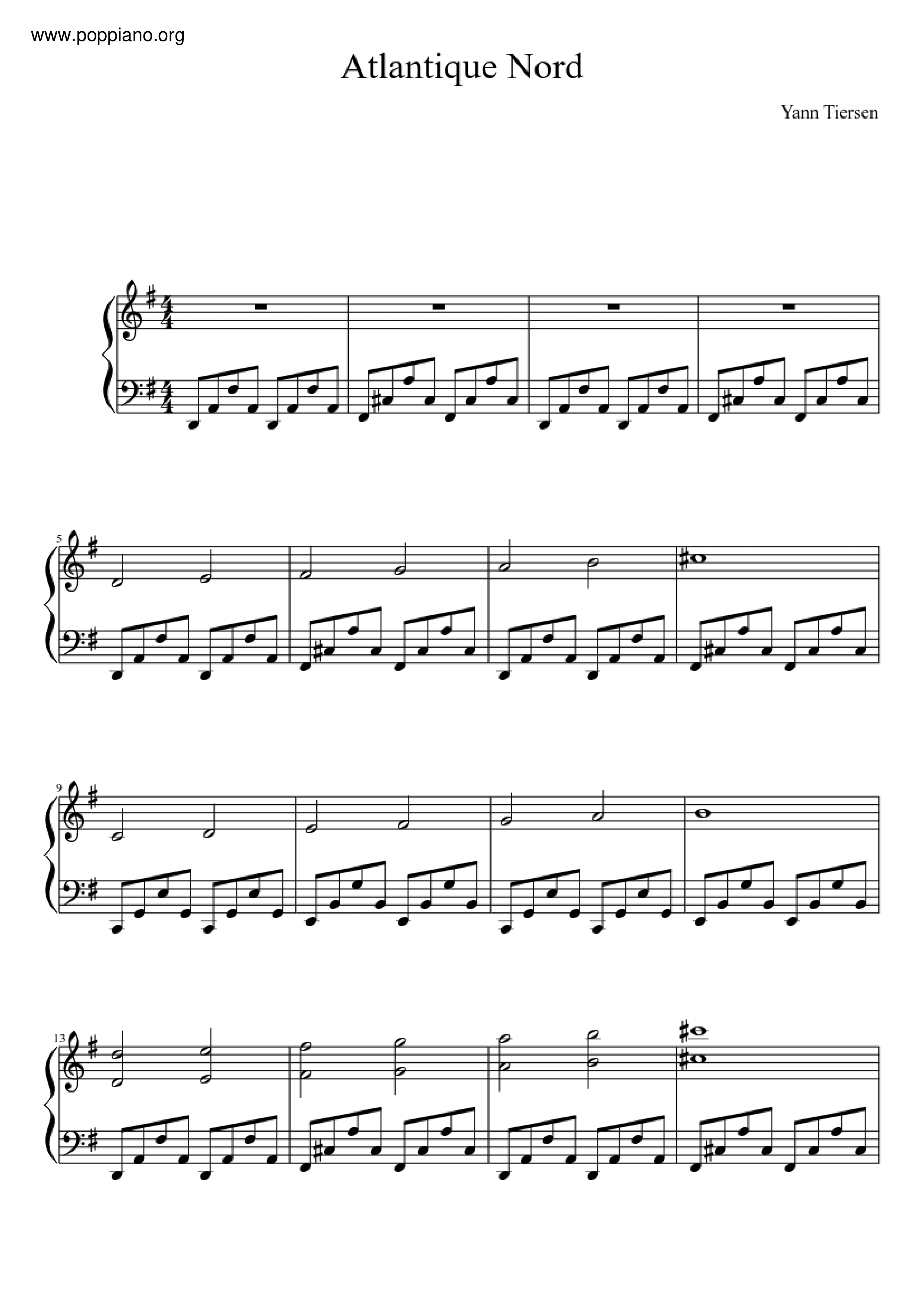 Atlantique Nordピアノ譜