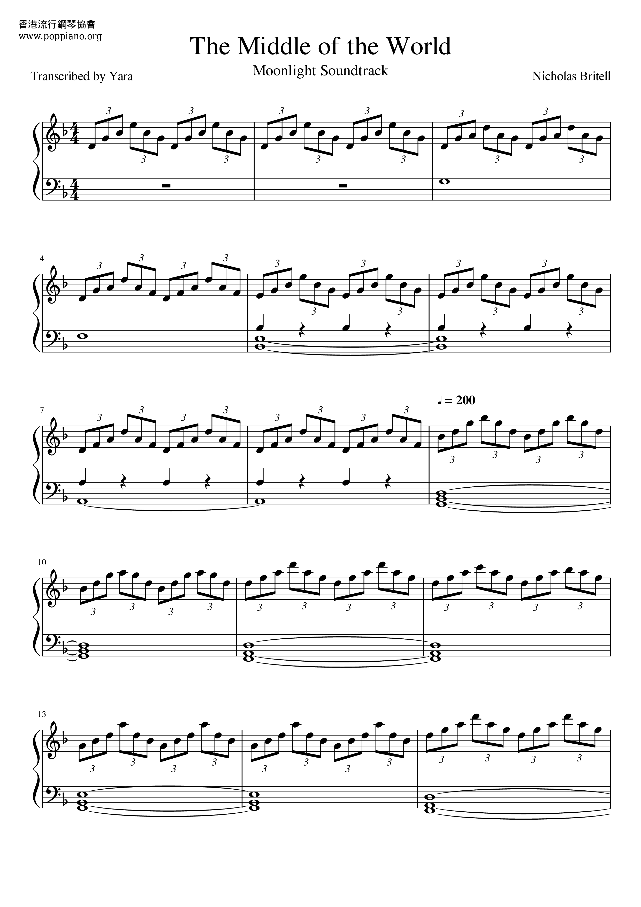 The Middle Of The World Nicholas Britell Nicholas Britell-Moonlight - The Middle Of The World Sheet Music pdf