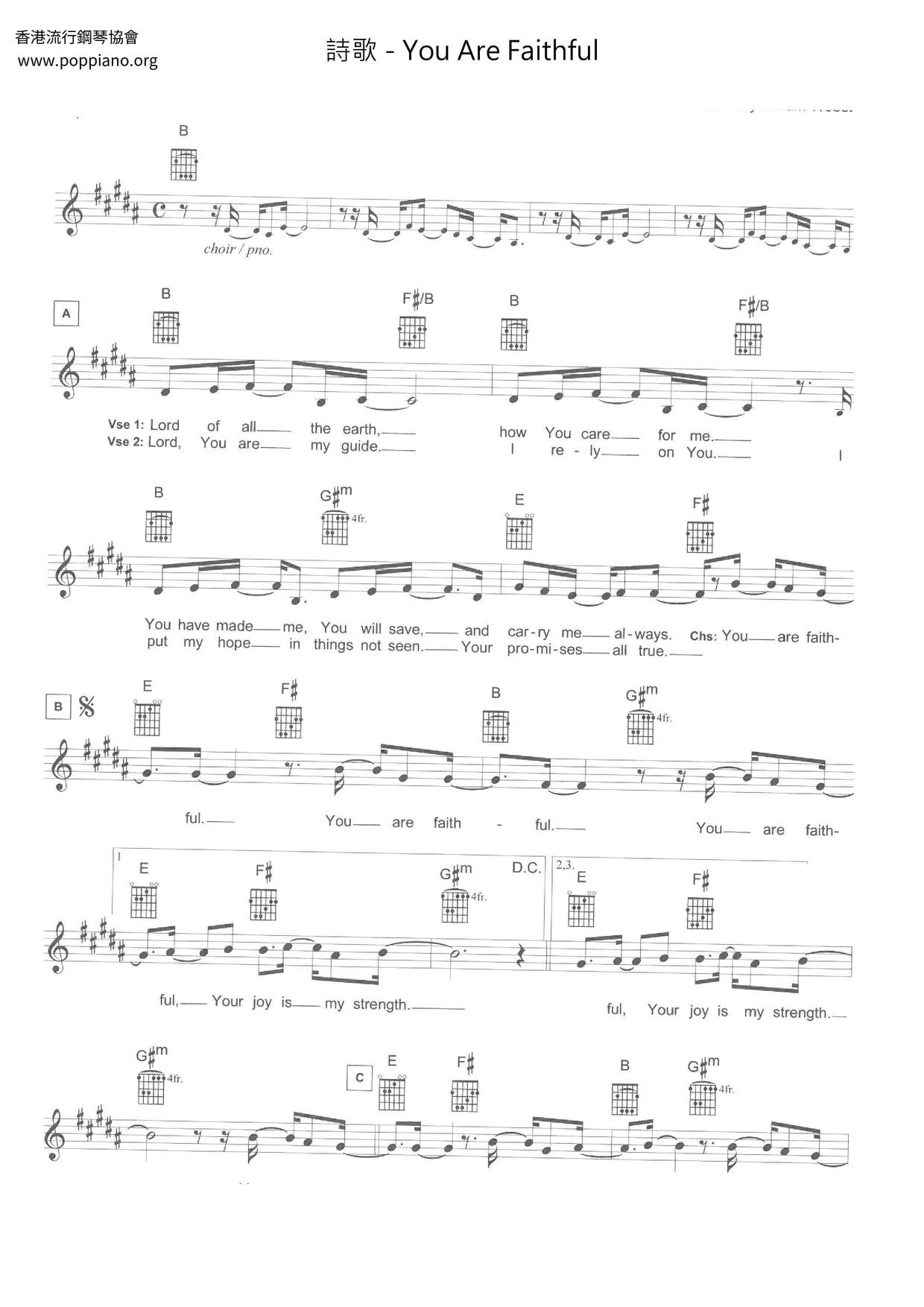 You Are Faithful Score