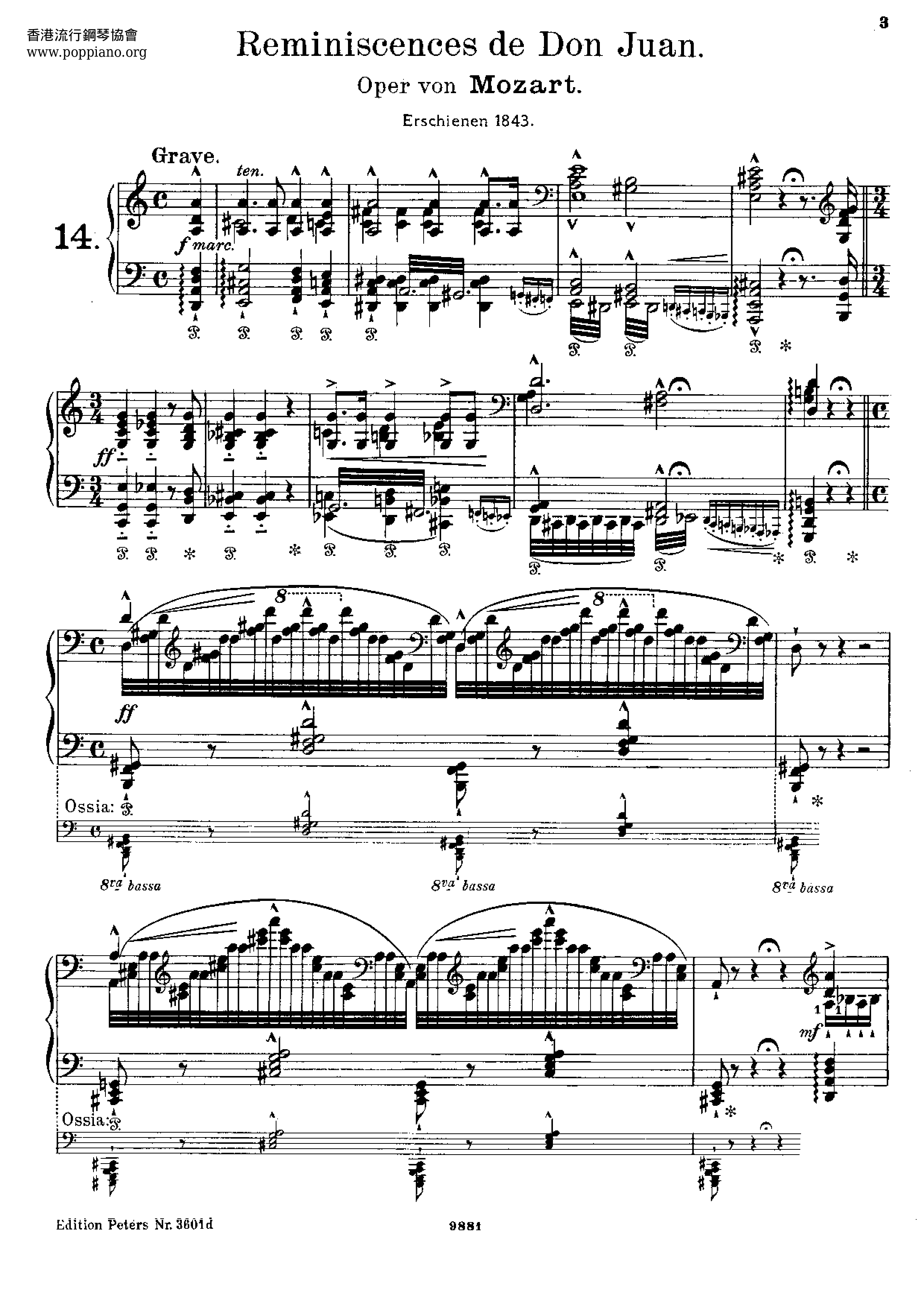 Réminiscences de Don Juan, S.418ピアノ譜