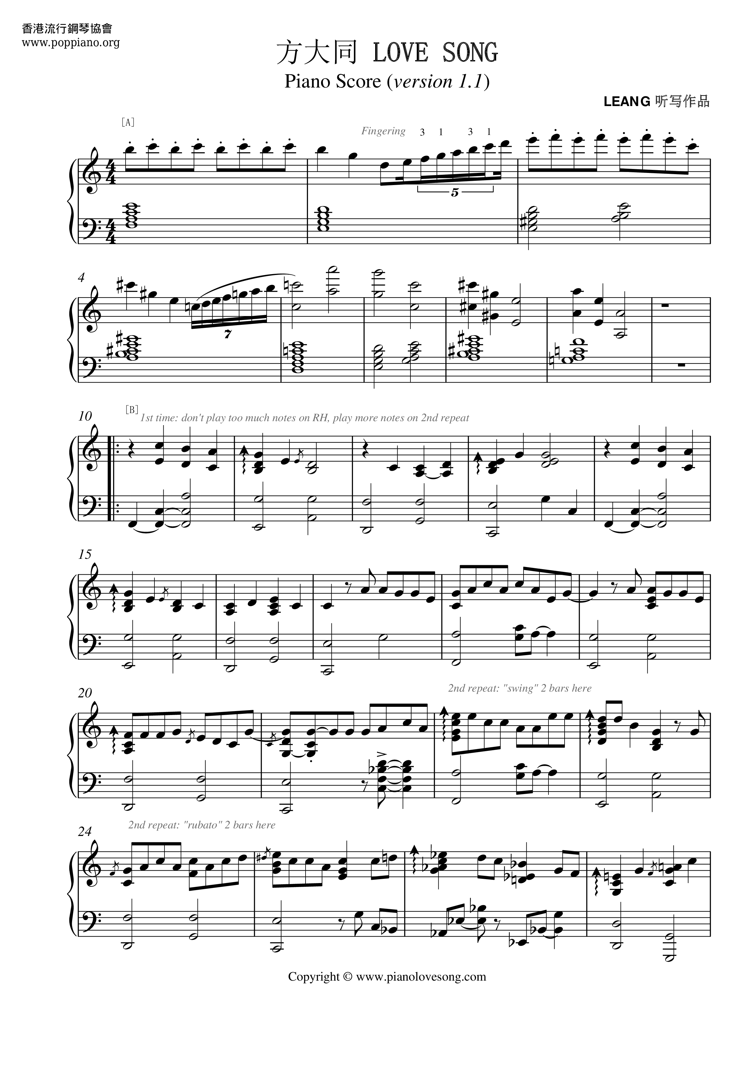 Love Song Score