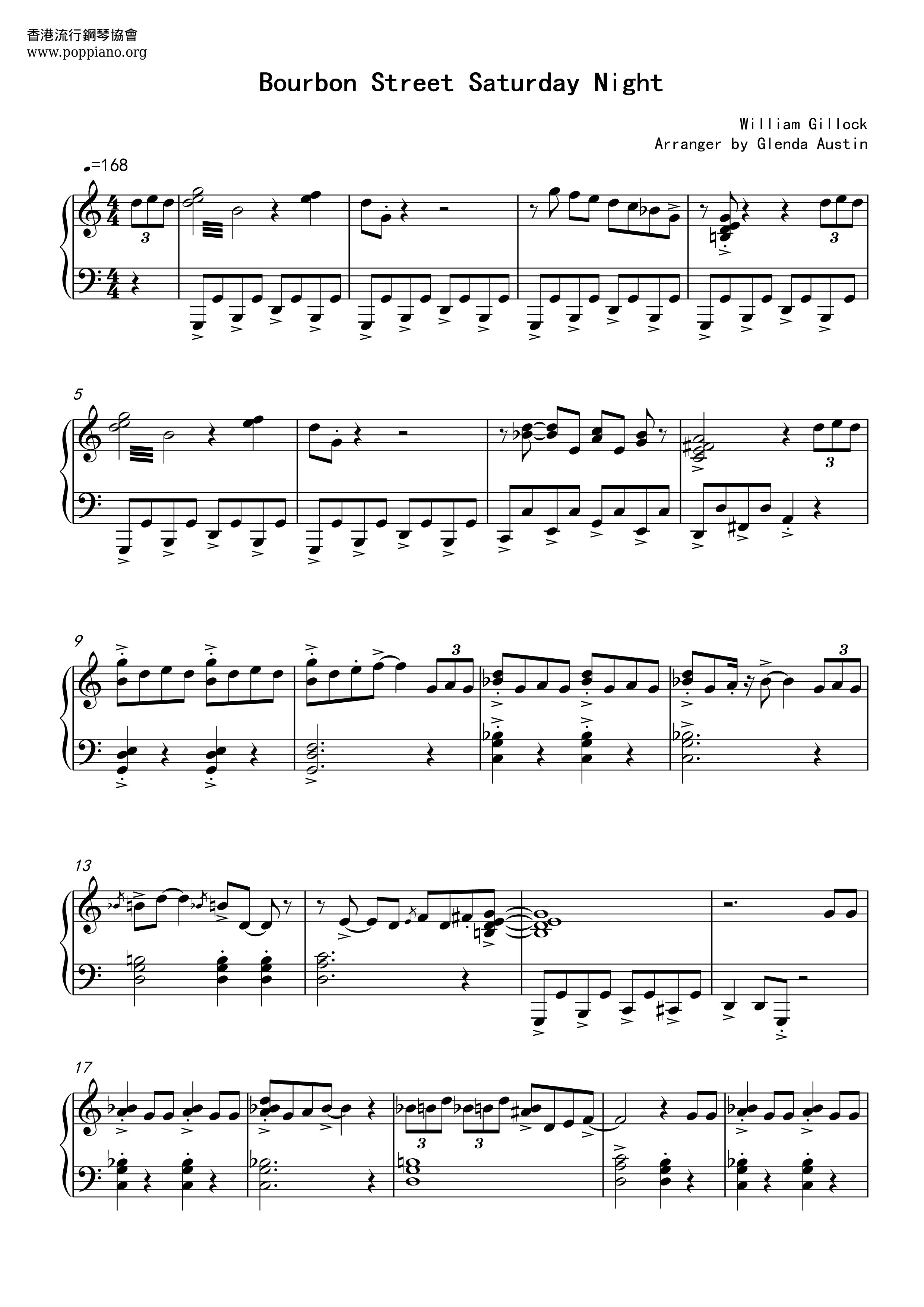 William GillockBourbon Street Saturday Night Sheet Music pdf, Free