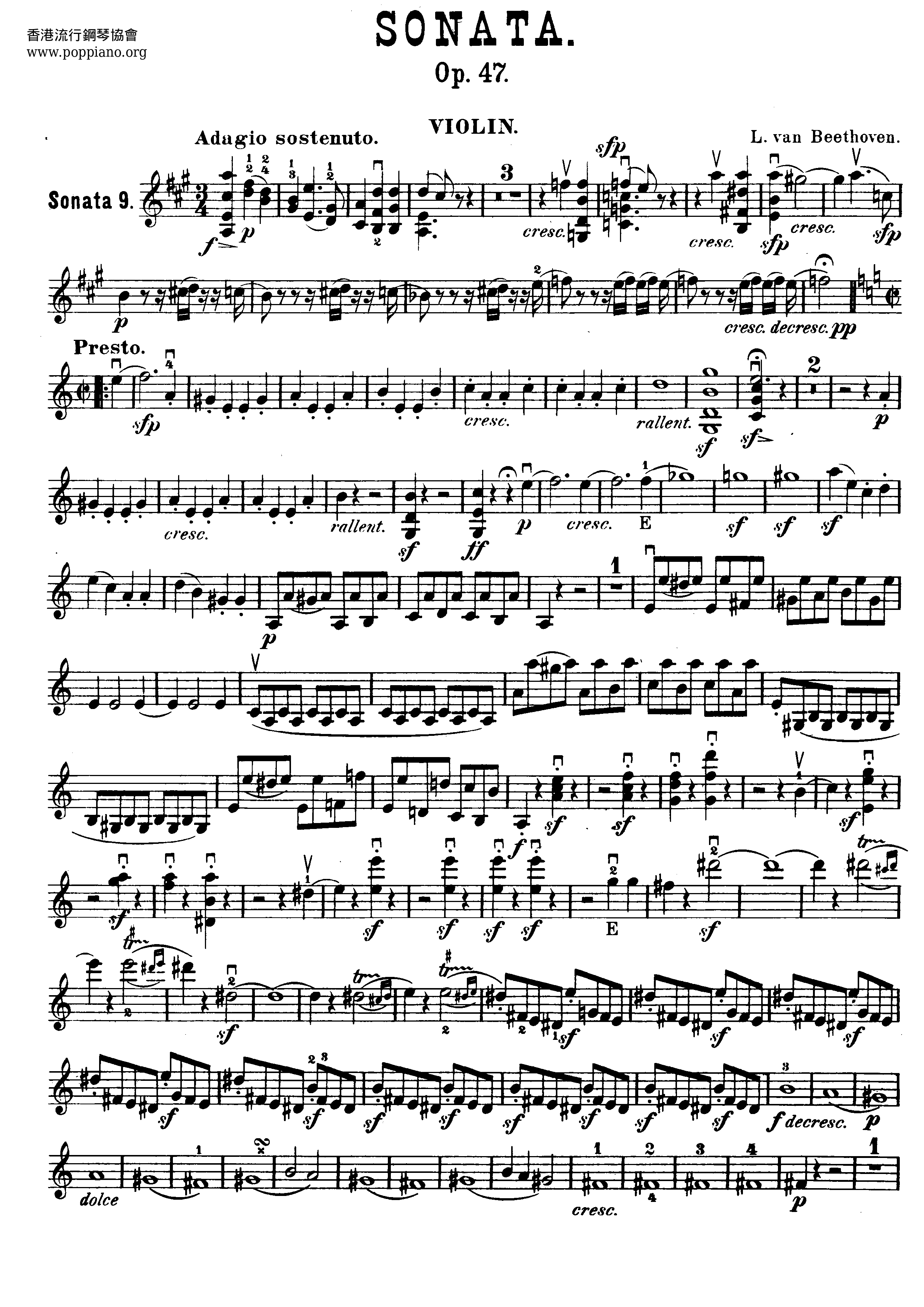 Violin.Sonata.No. 9, Op. 47琴谱