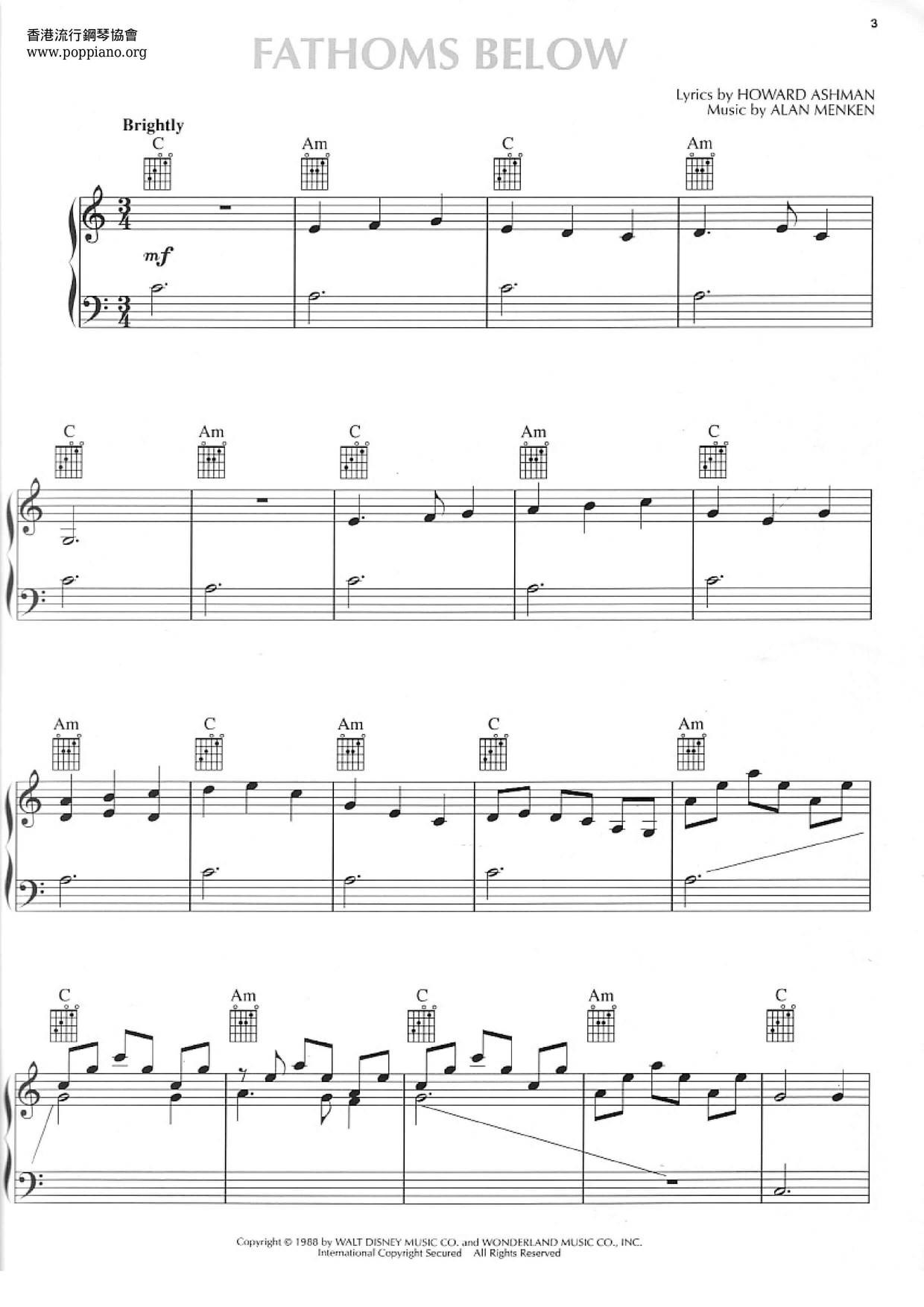 The Little Mermaid Songbook 51 Pages琴譜