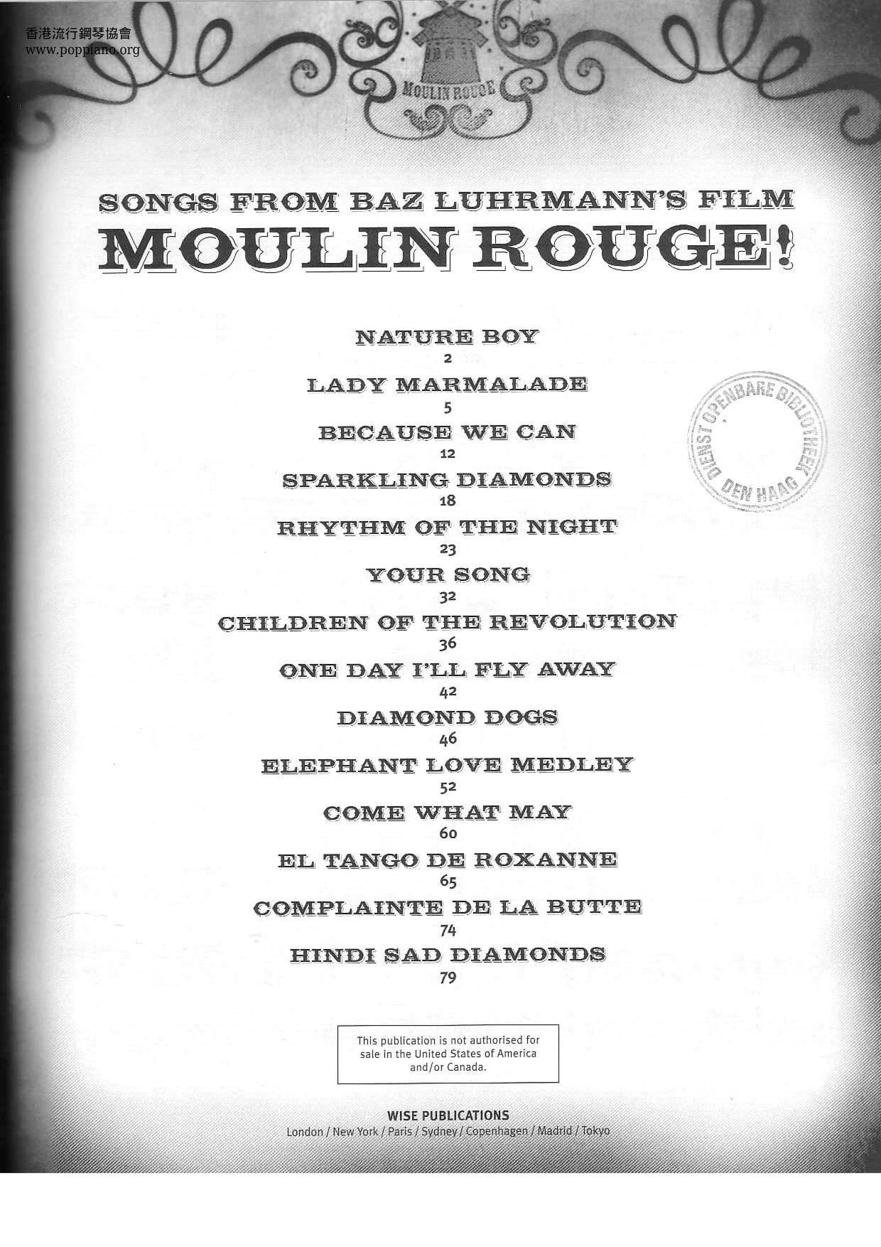 Songs From Moulin Rouge 87 Pages琴譜