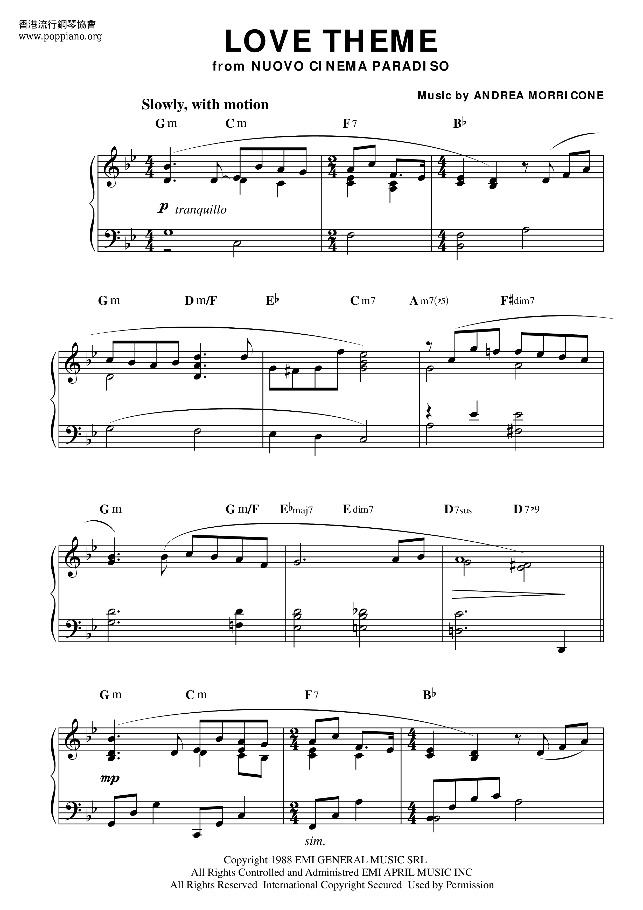 Cinema Paradiso Love Theme Score