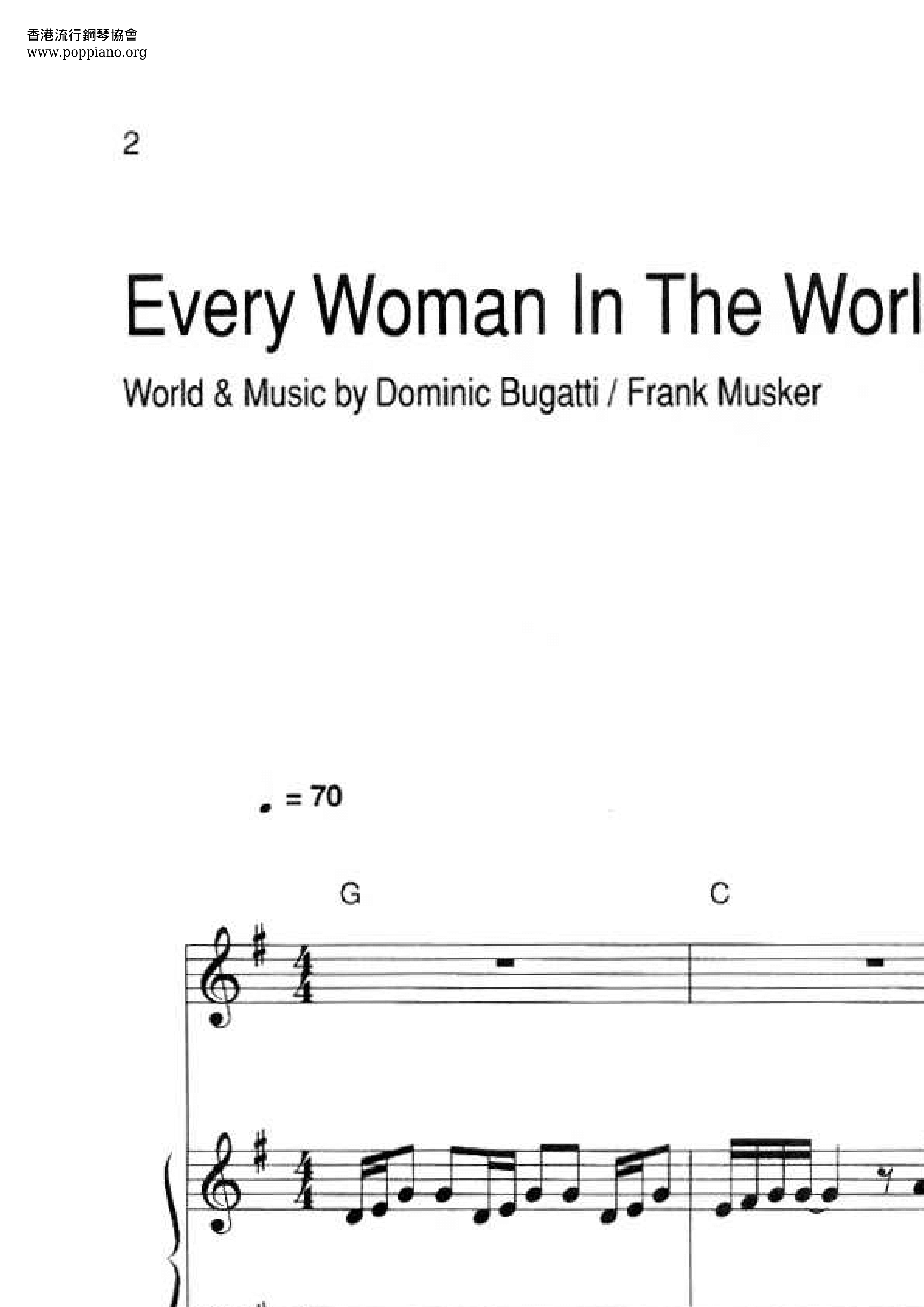 Every Woman In The World琴谱