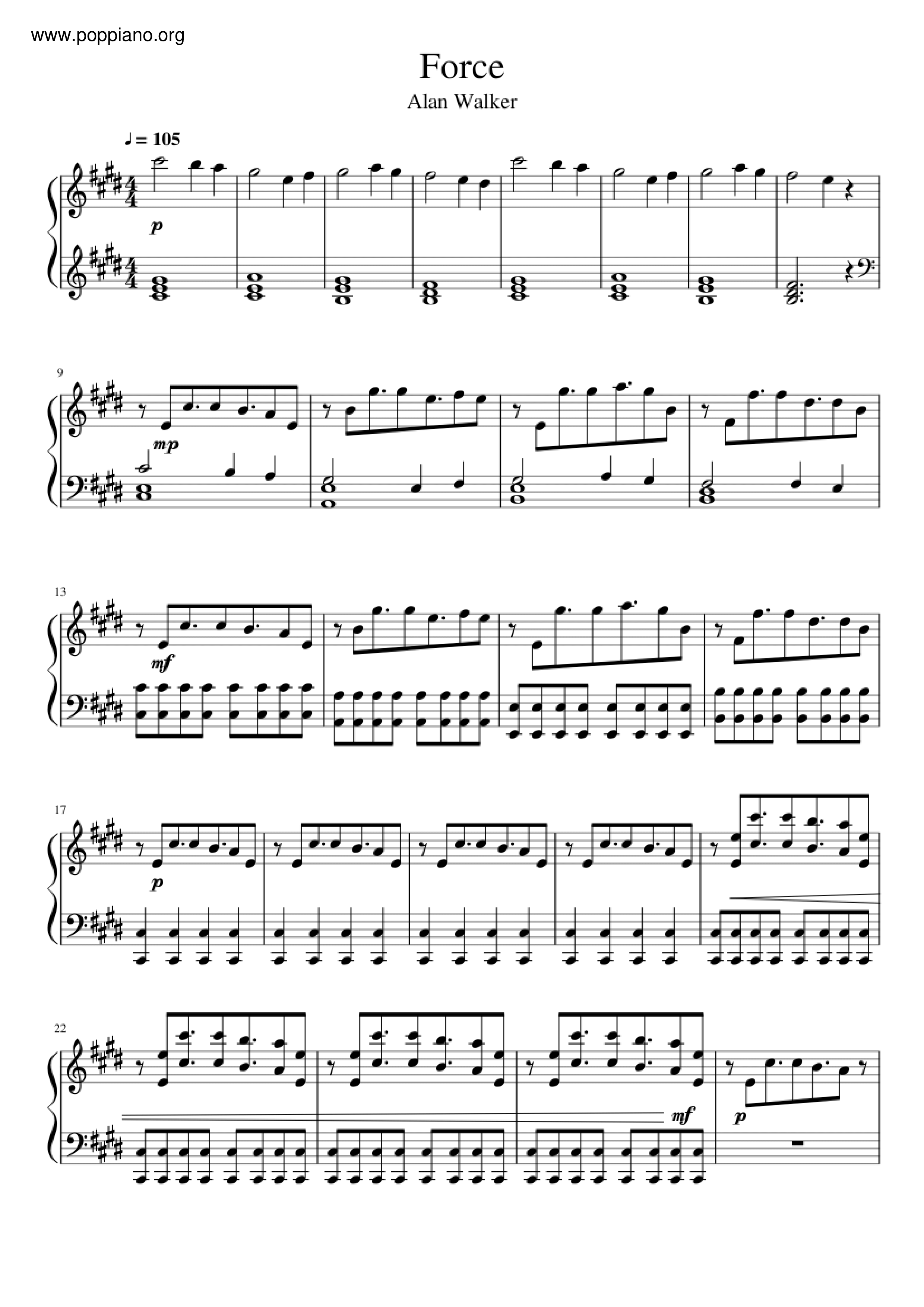 ☆アラン・ウォーカー - Force ピアノ譜pdf (アラン・ウォーカー