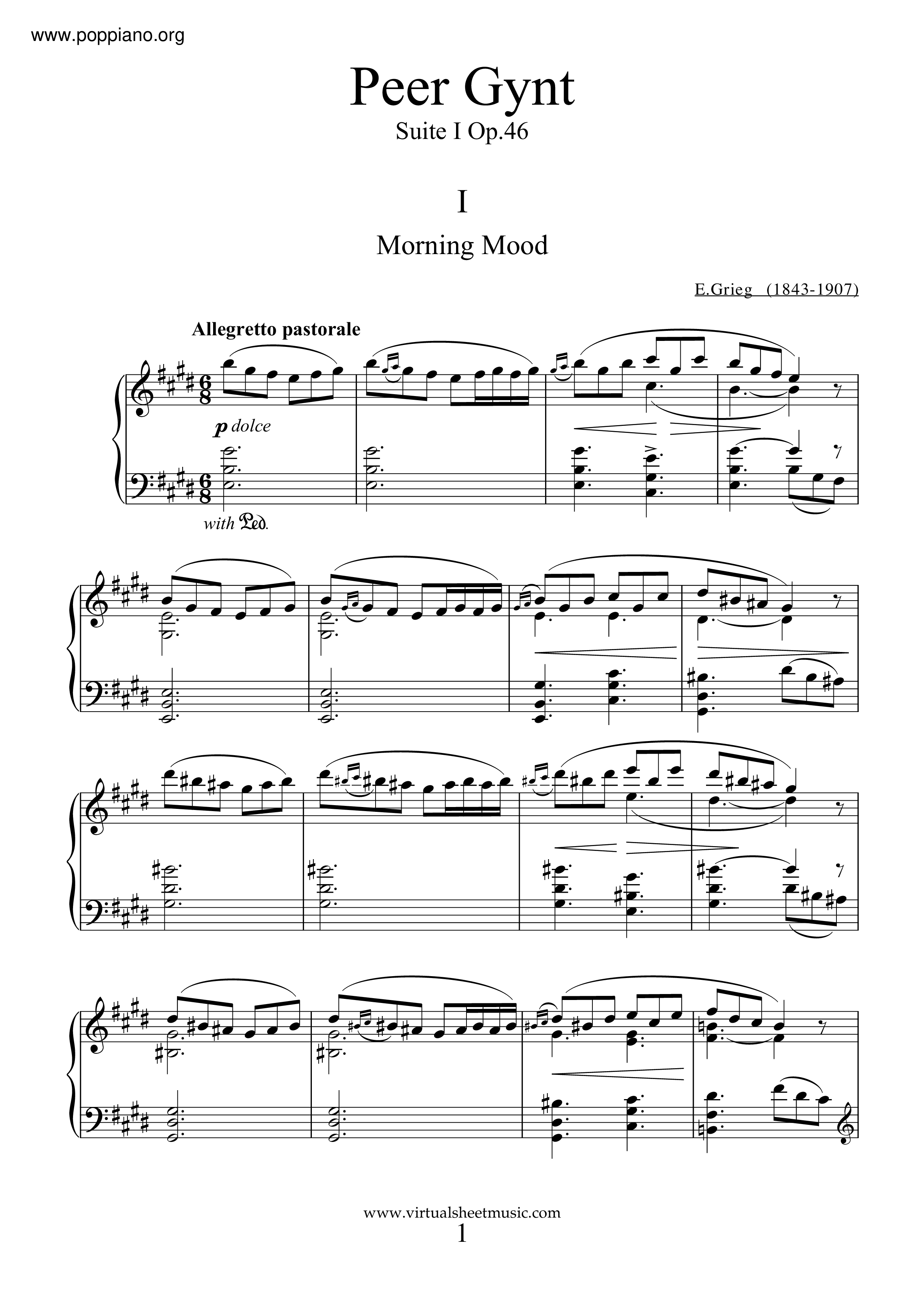 Peer Gynt - Suite No. 1, Op.46 Score