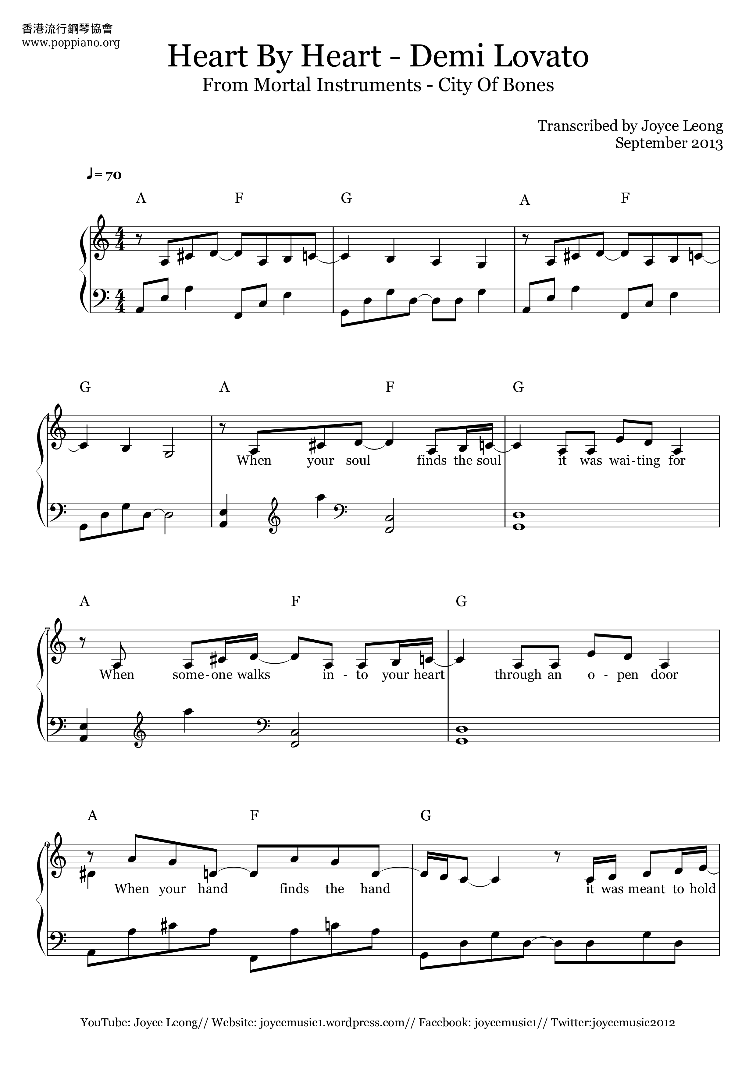 The Mortal Instruments - City Of Bones - Heart By Heart Score