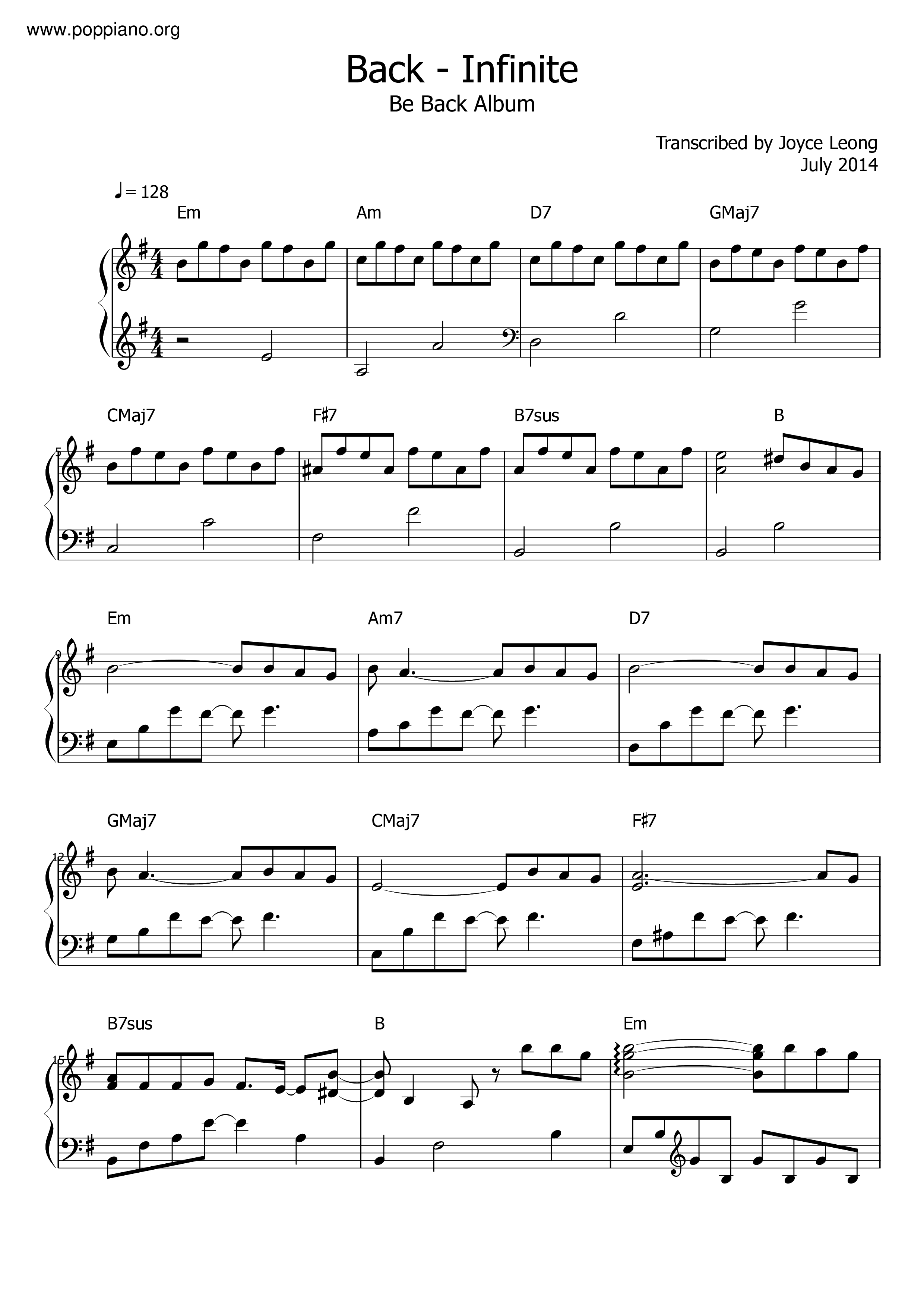 Back琴谱
