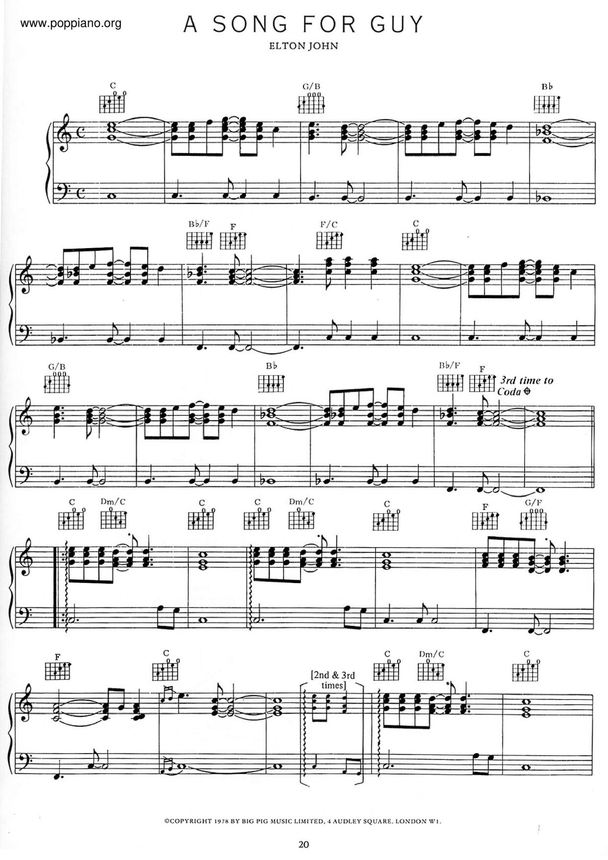 Song For Guy Score