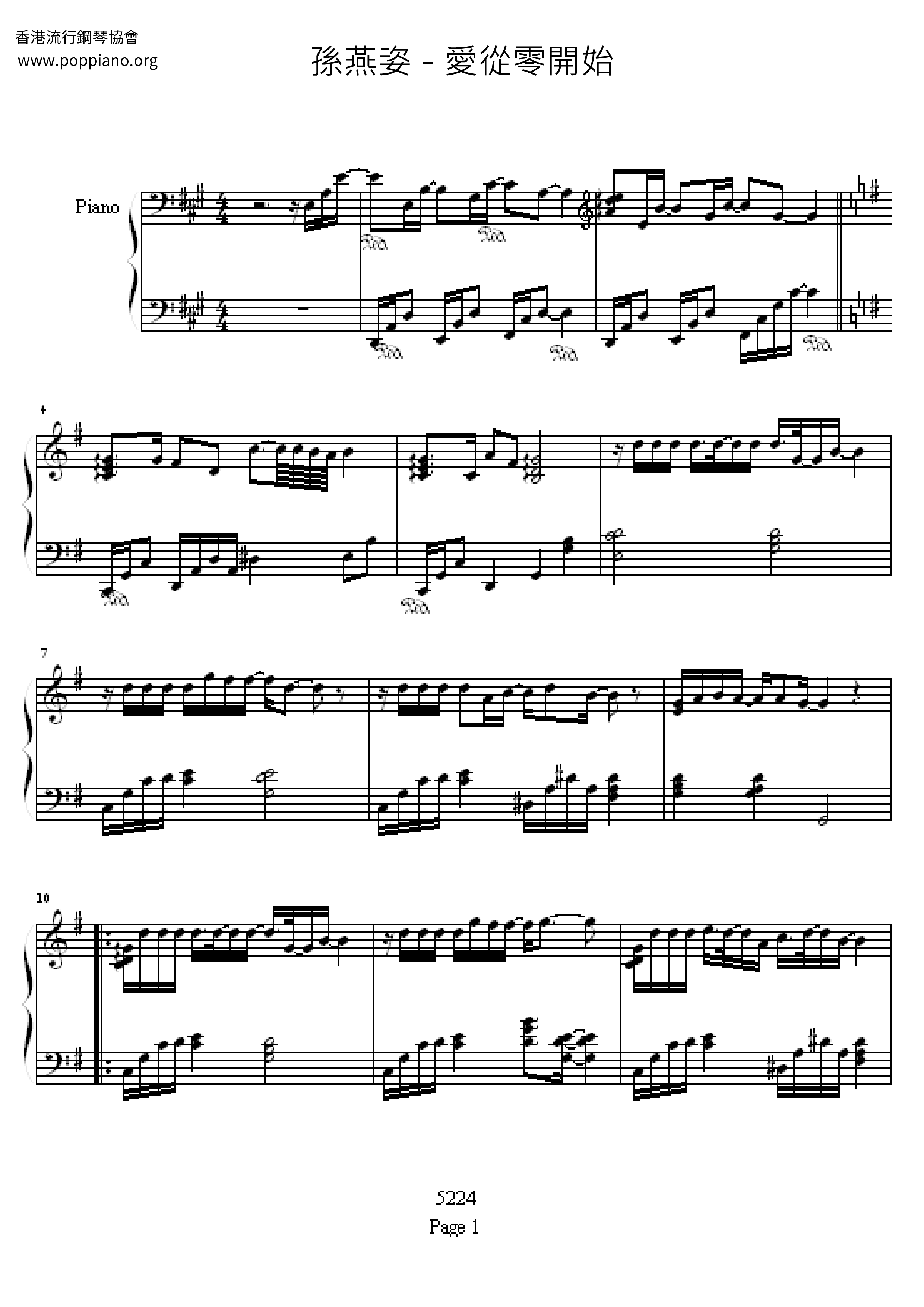 Love Starts From Scratch Score