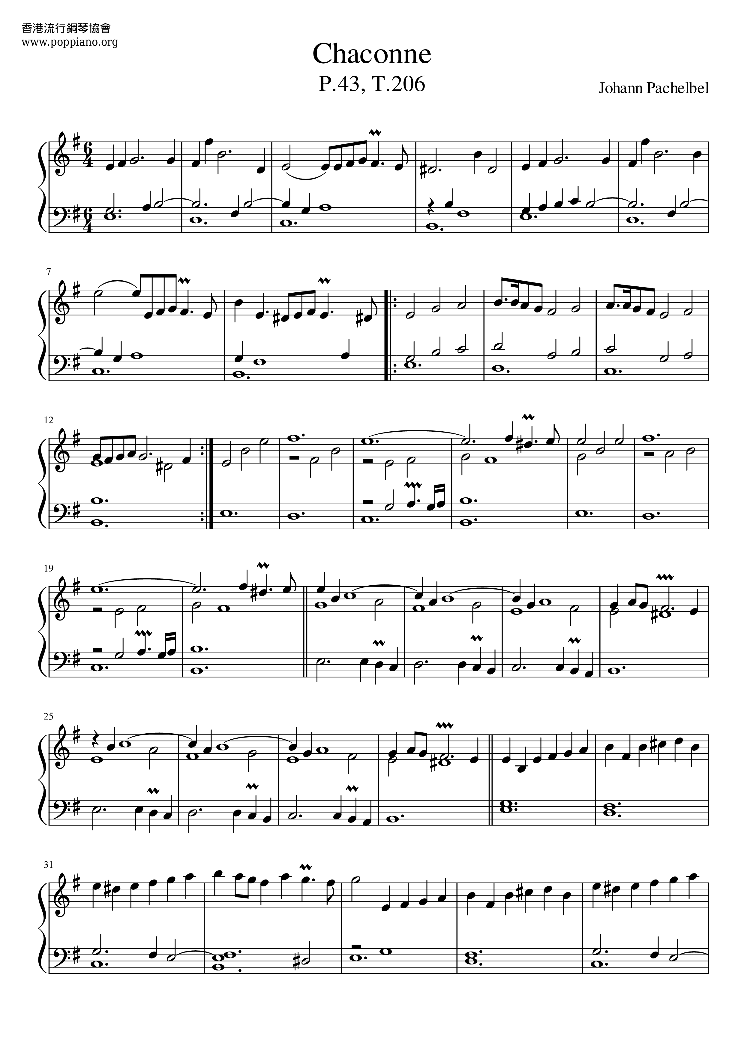 Chaconne in F Minor, T.206 Score