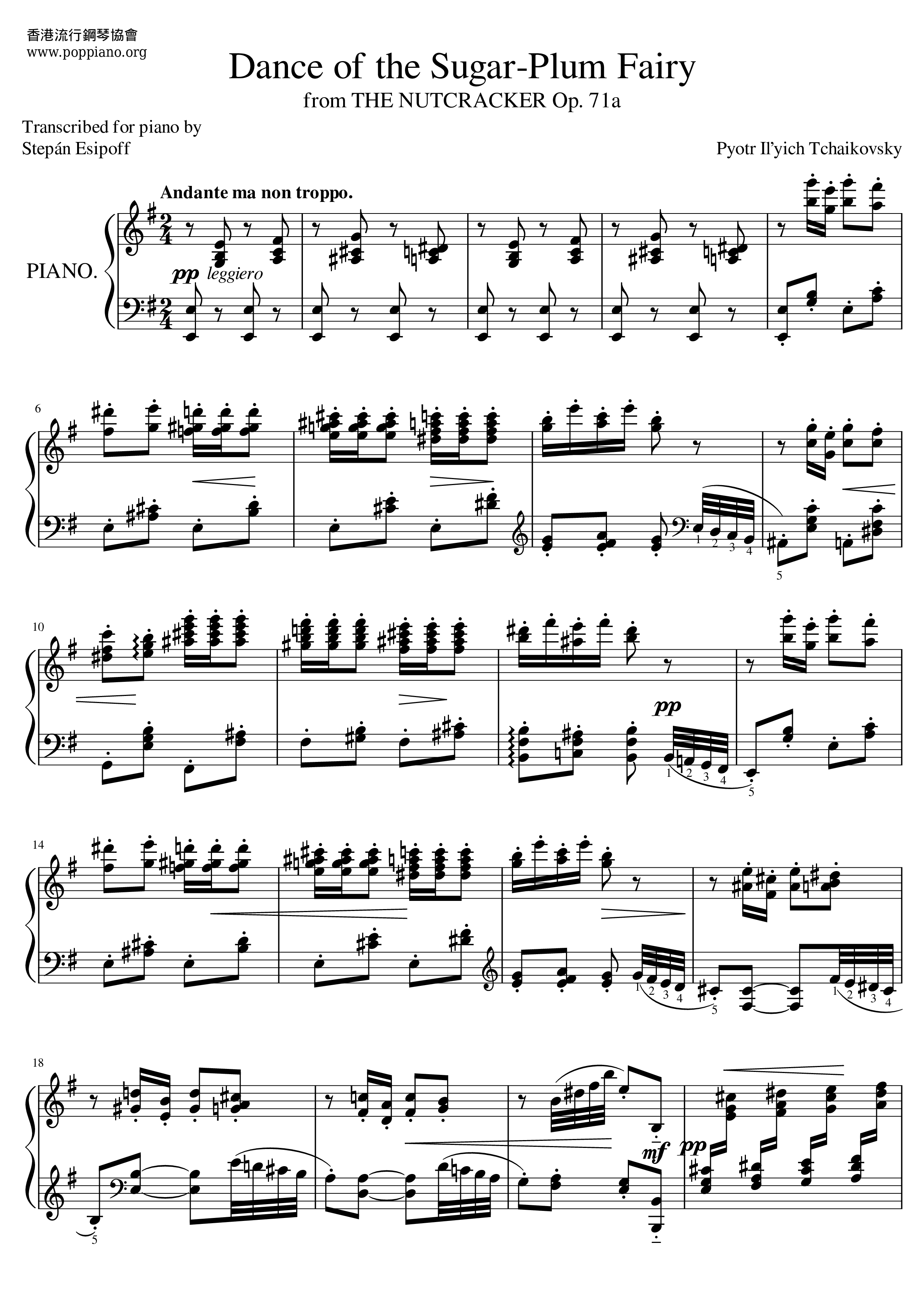 Nutcracker Suite, Op. 71a: 2b. Dance of the Sugar-Plum Fairy琴譜