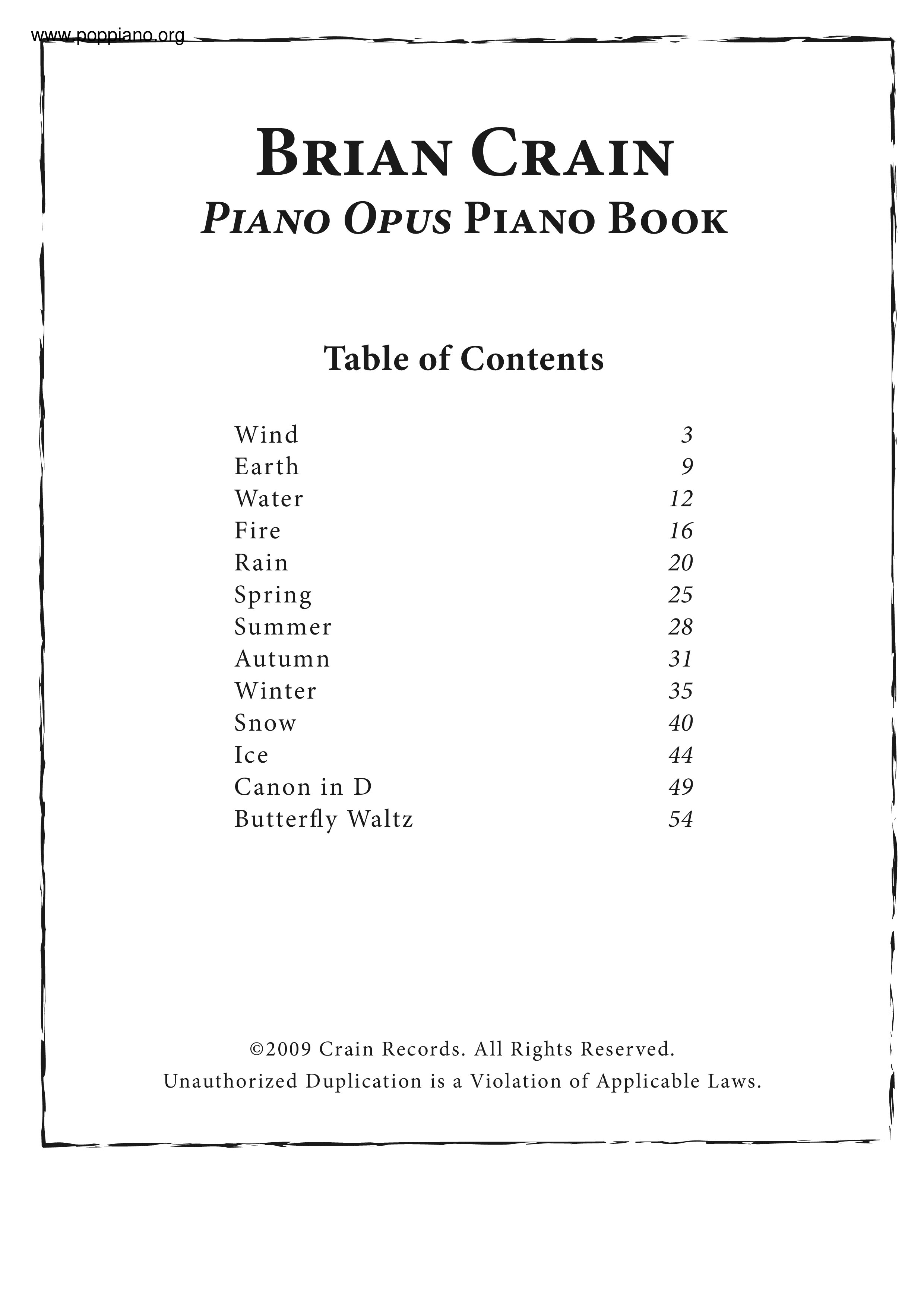 Brian Crain Piano Opus 57 Pages Score