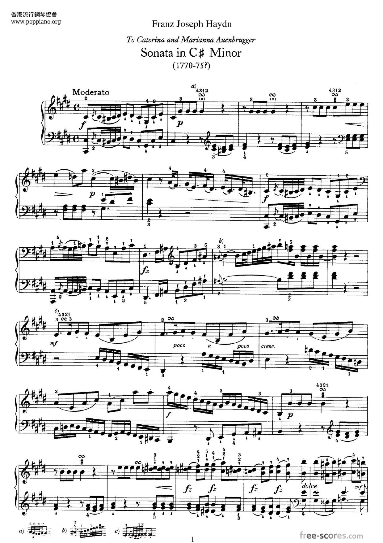 Sonata No.36 In C Sharp Minorピアノ譜