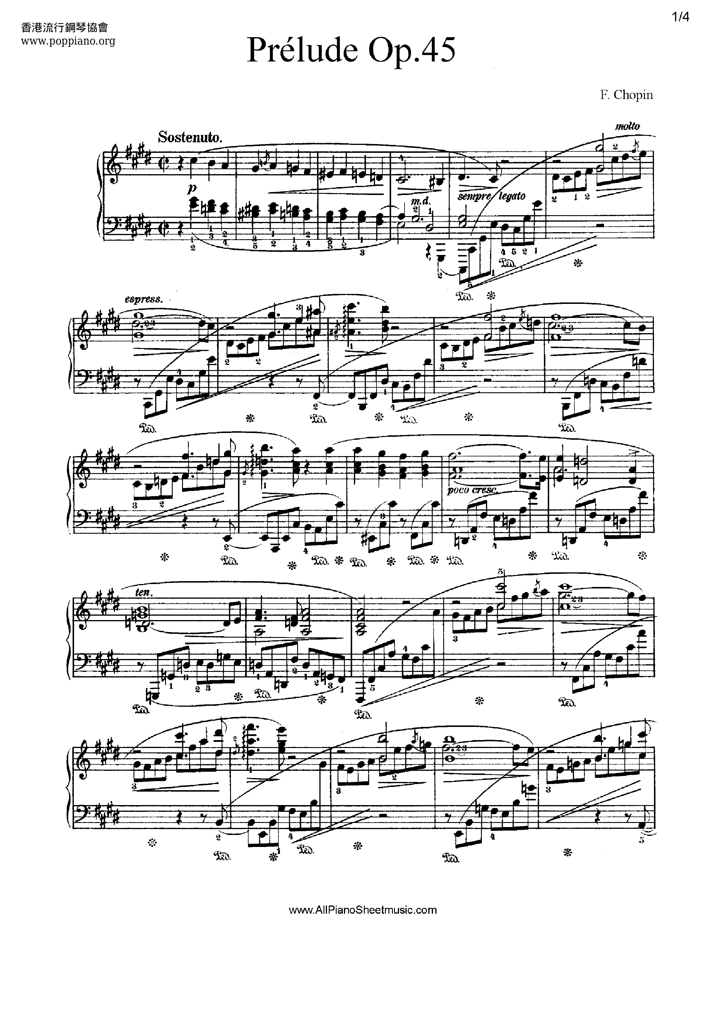 Prelude In C-sharp Minor Op. 45 Score