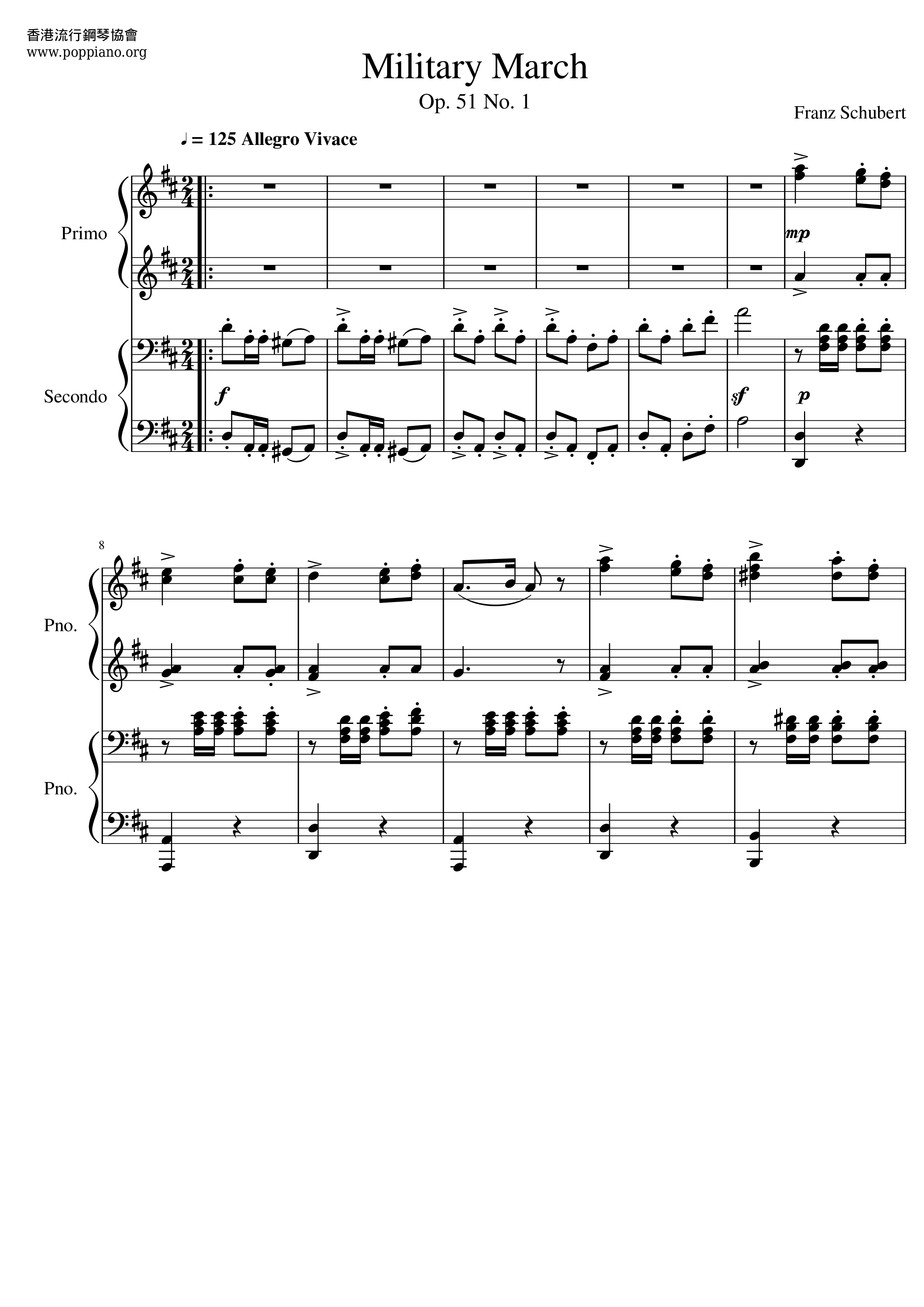 Military March Op.51, No.1琴谱