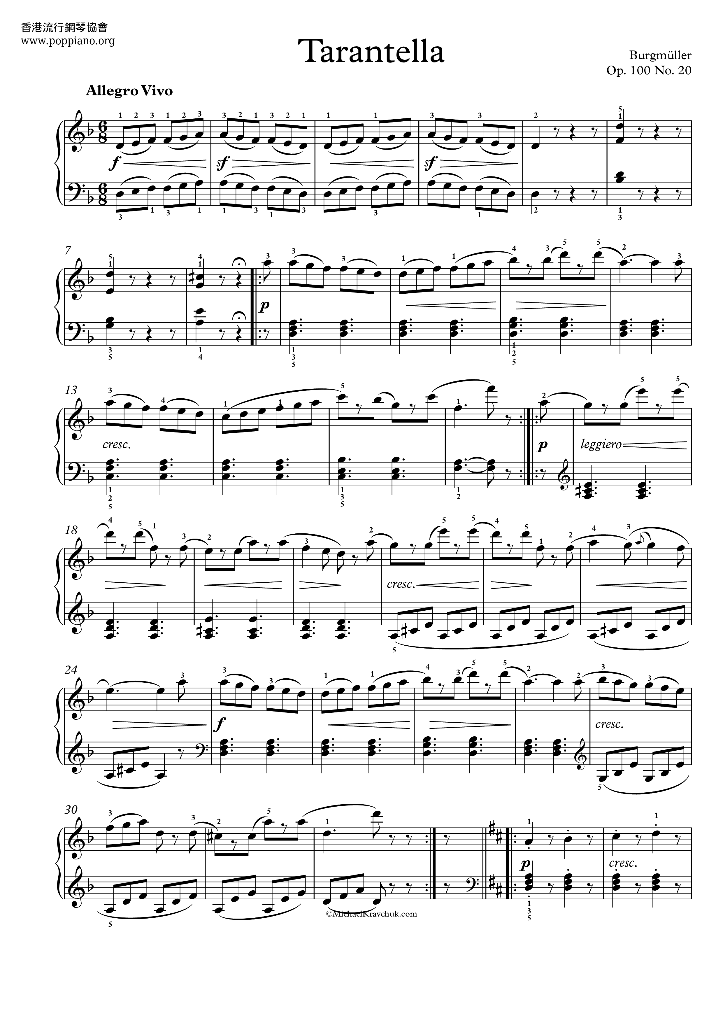 Tarantella, Op.100 No.20 Score