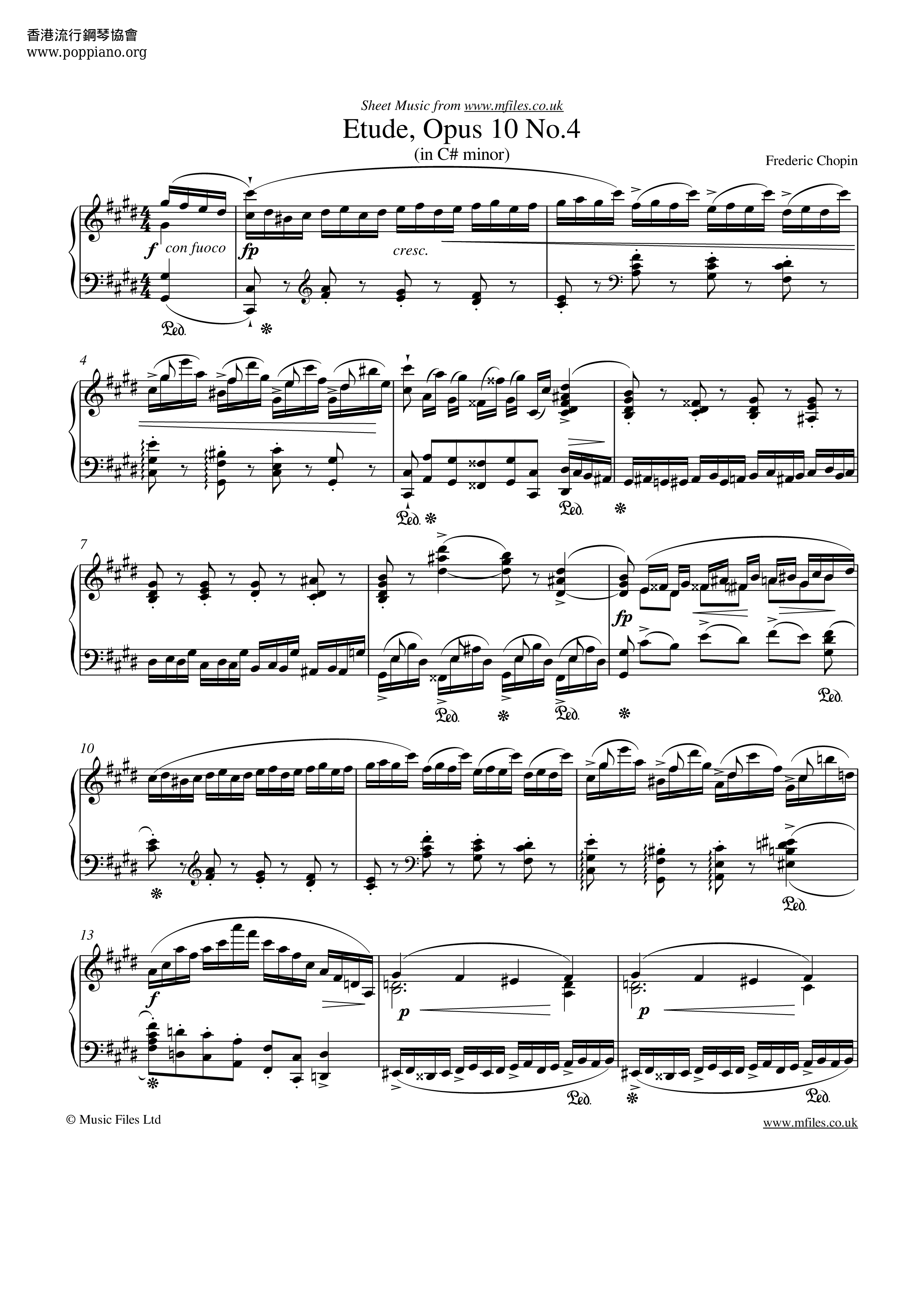 Etude Op. 10 No. 4 Torrent琴譜