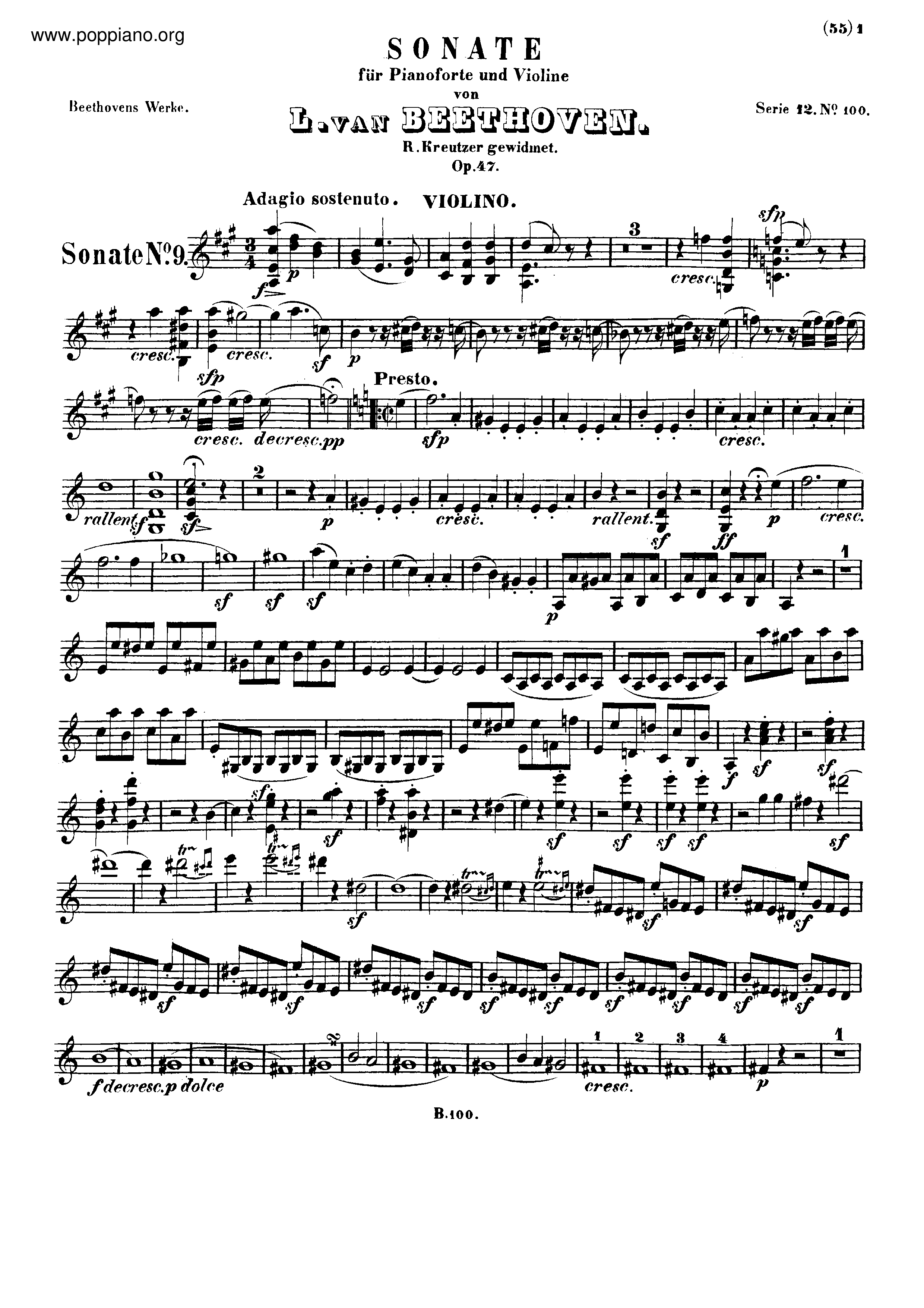 Violin.Sonata.No. 9, Op. 47 Score