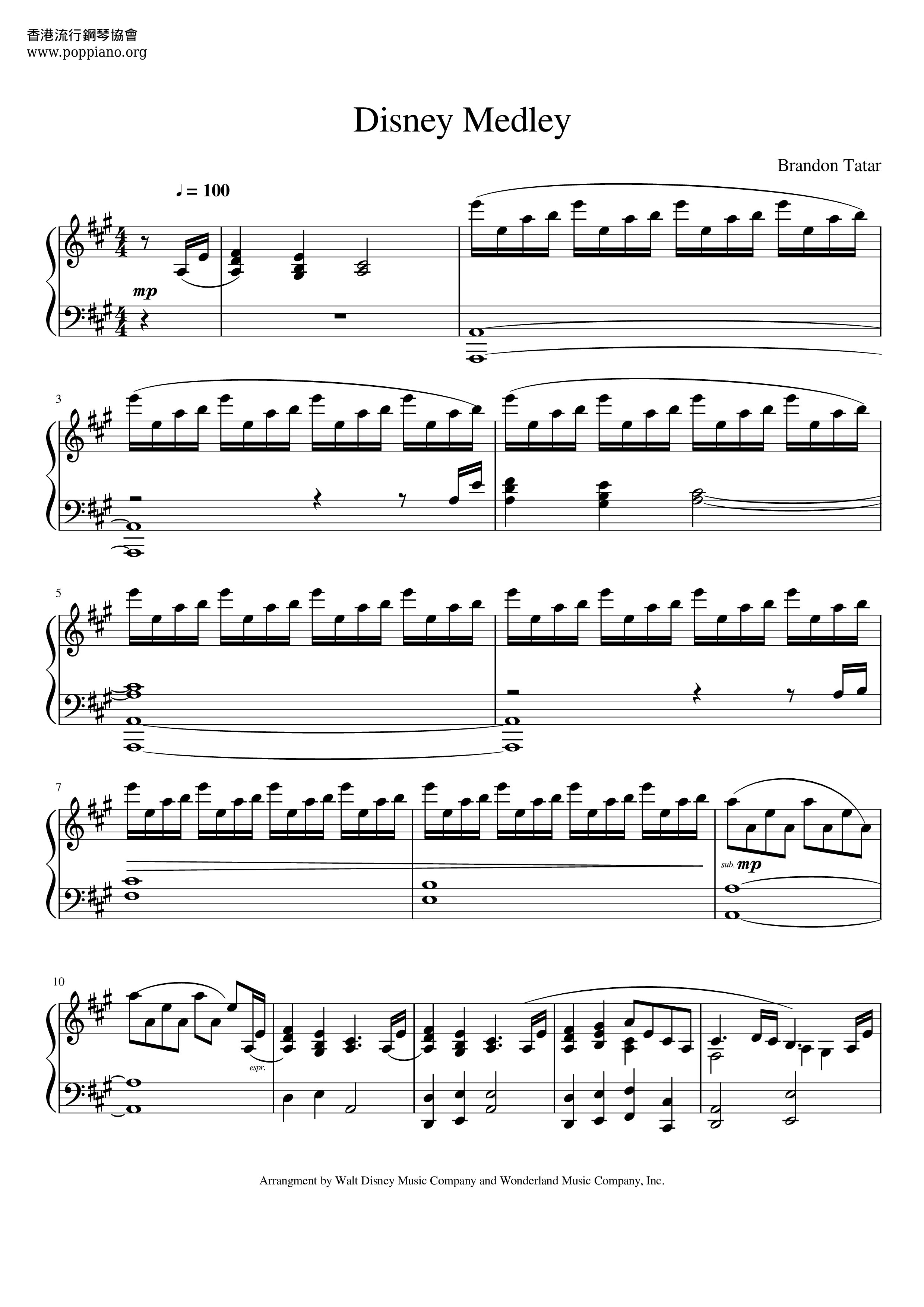 Disney Medley琴谱