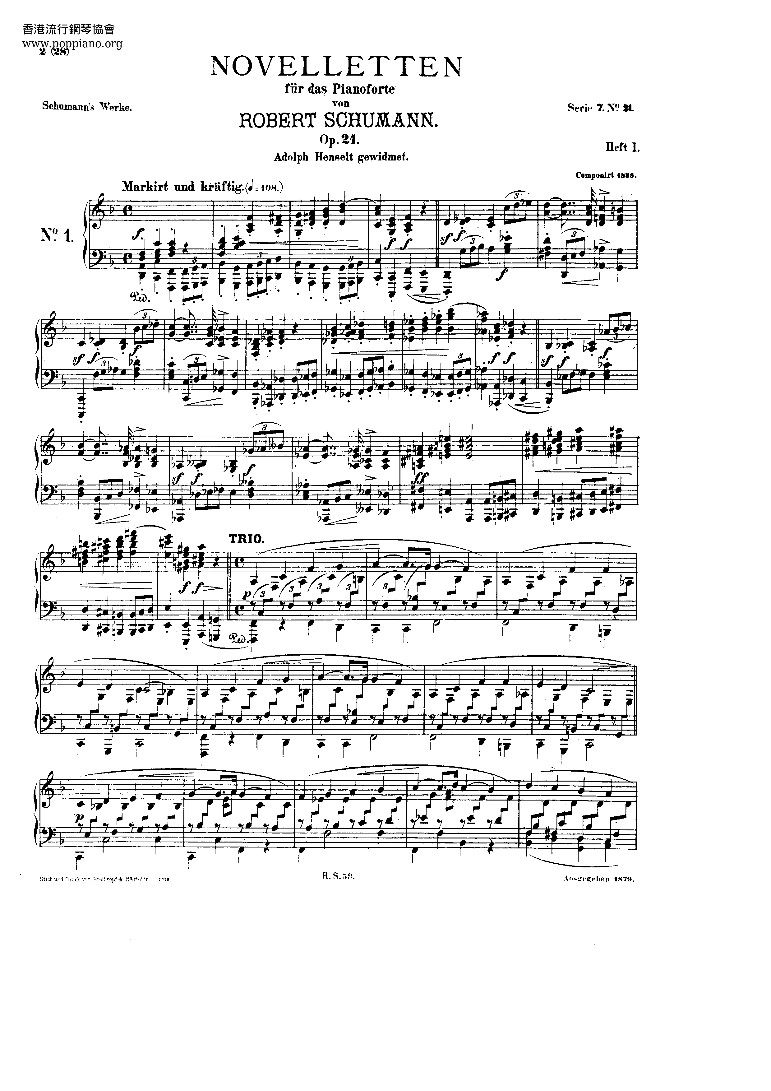 8 Novelletten, Op.21ピアノ譜