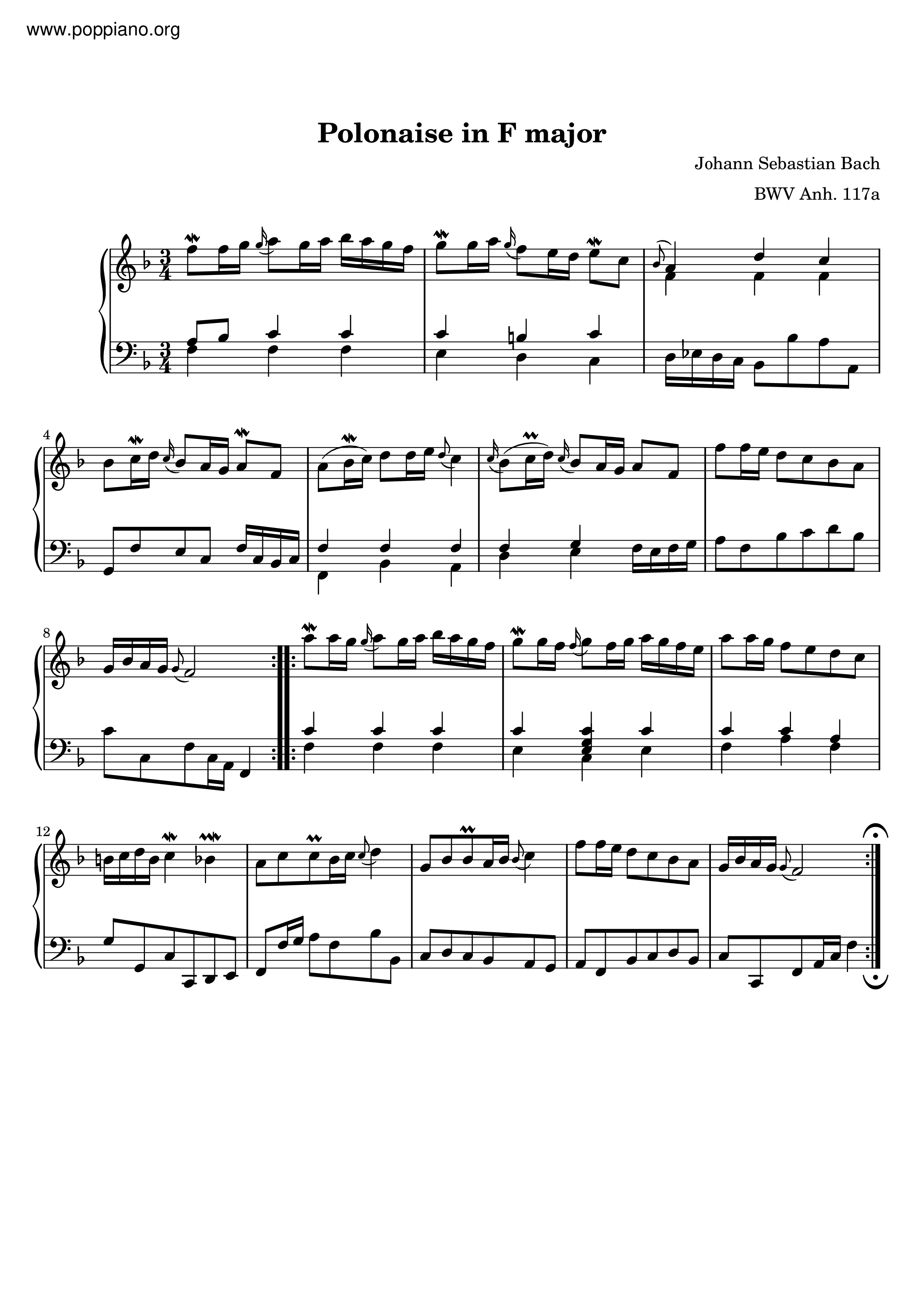 Polonaise In F Major, BWV Anh. 117aピアノ譜